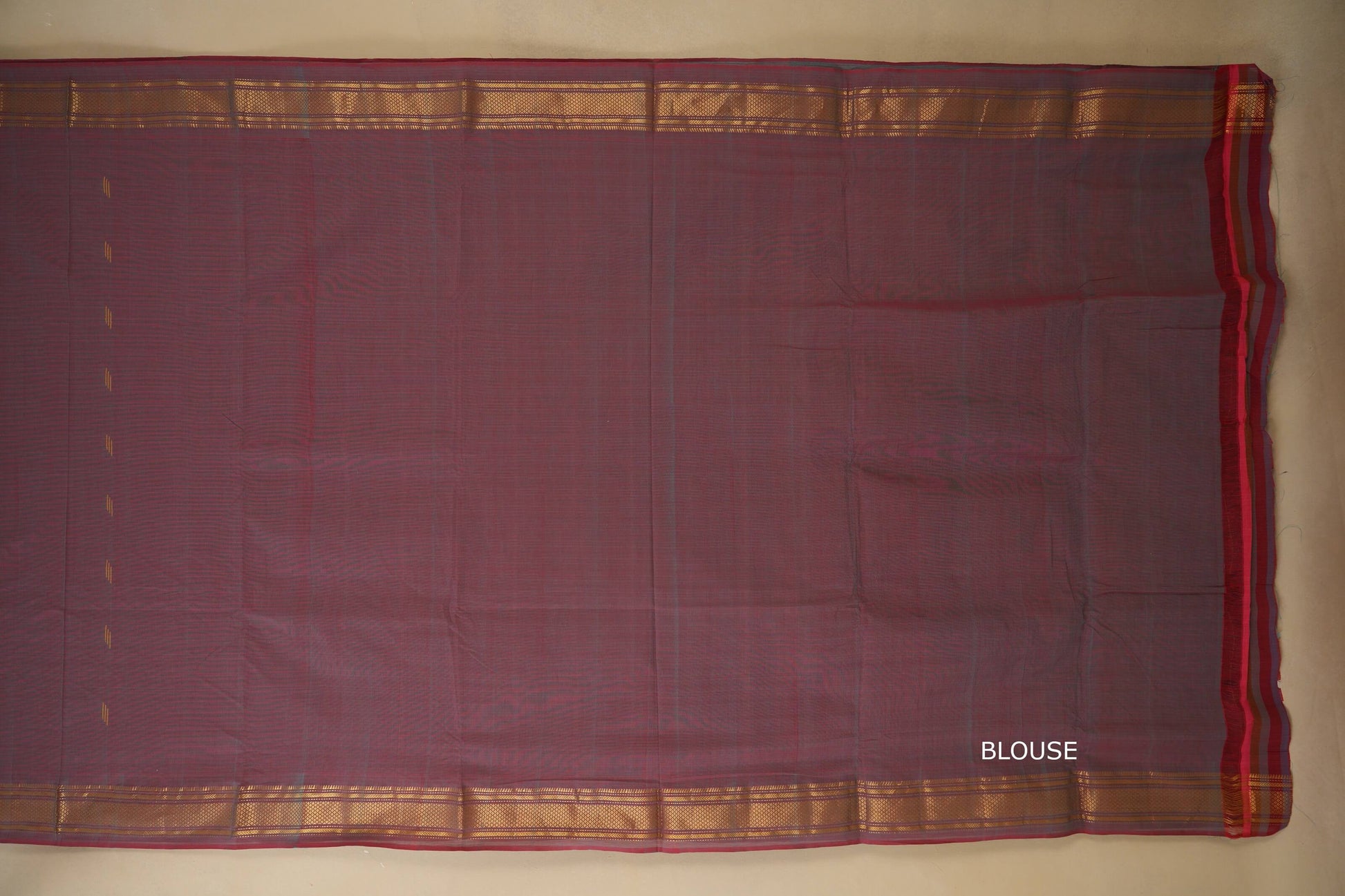Maroonish grey dual tone Paithani Cotton Saree blouse