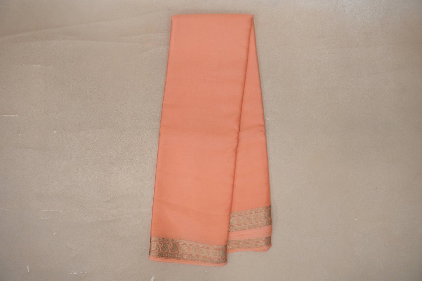 Online Peach with Self Borders Mysore Silk Saree