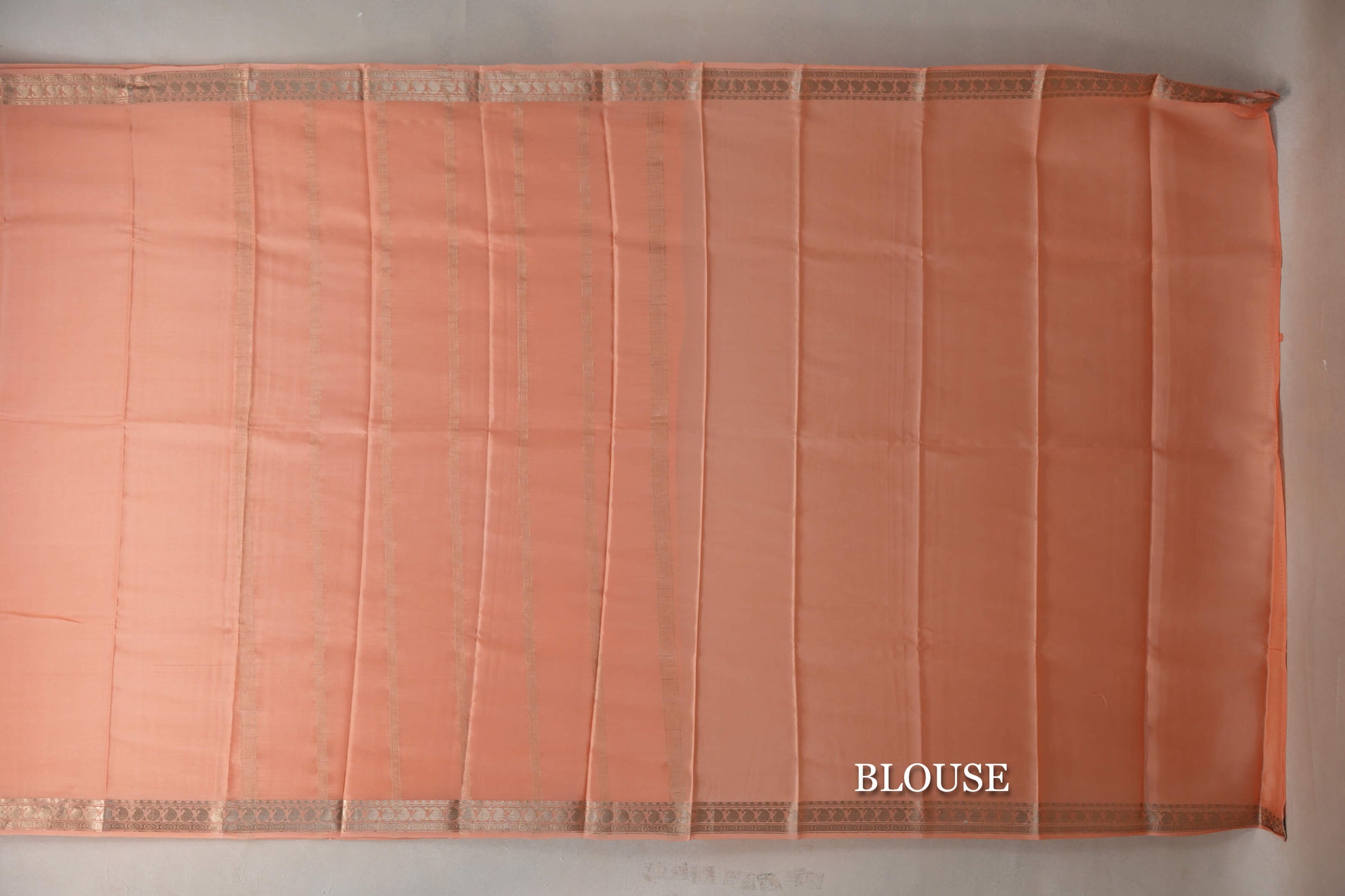 Peach with Self Borders Mysore Silk Saree blouse