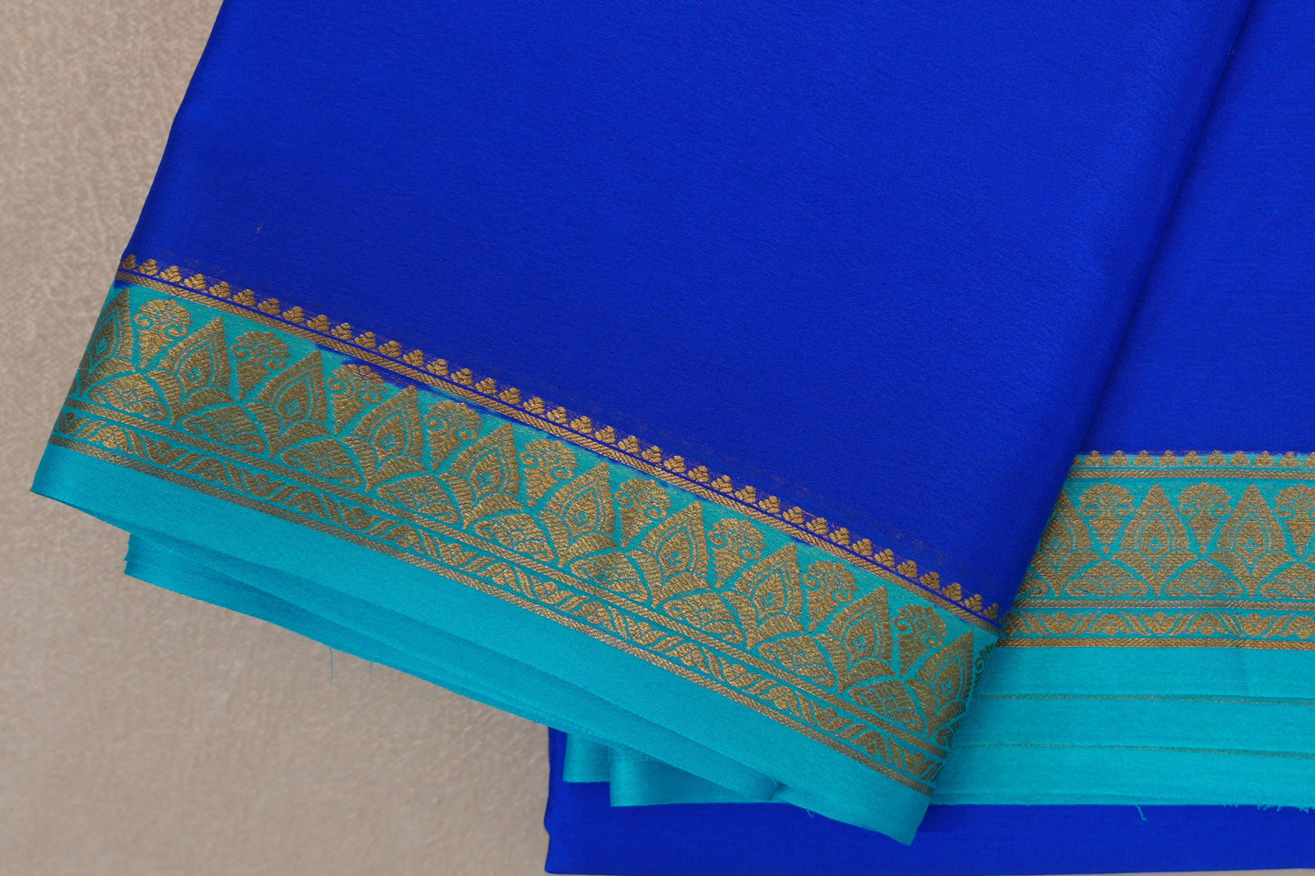 Bright Blue Mysore Silk Saree border