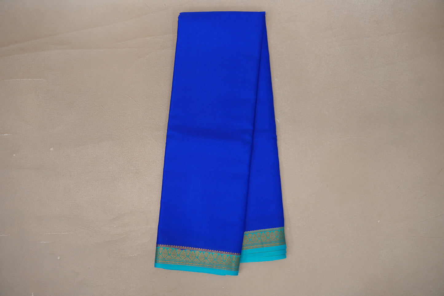 Online Bright Blue with Aqua Blue Borders Mysore Silk Saree