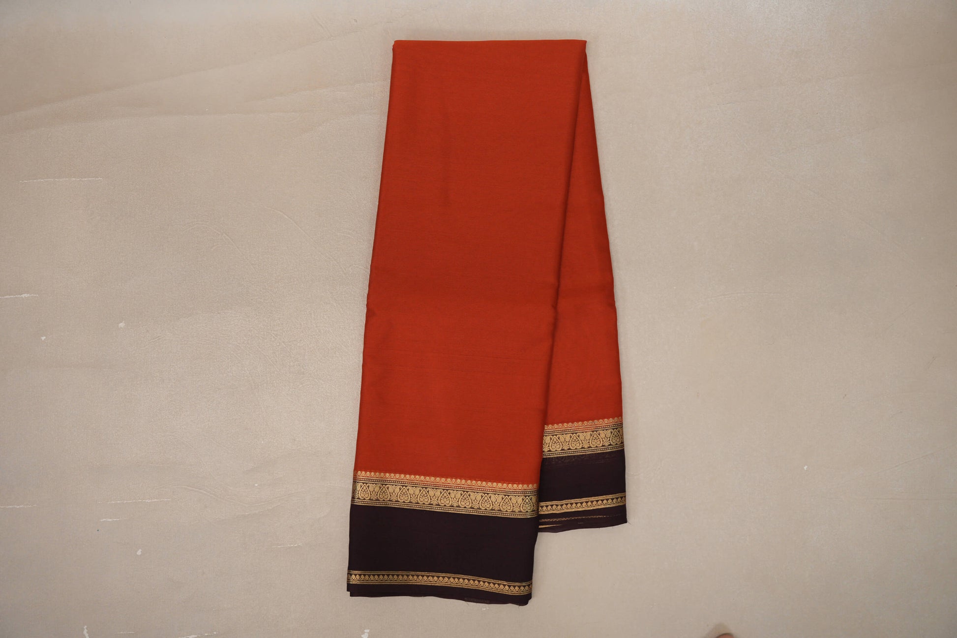Online Rust Orange with Deep Coffee Brown Borders Mysore Silk Saree