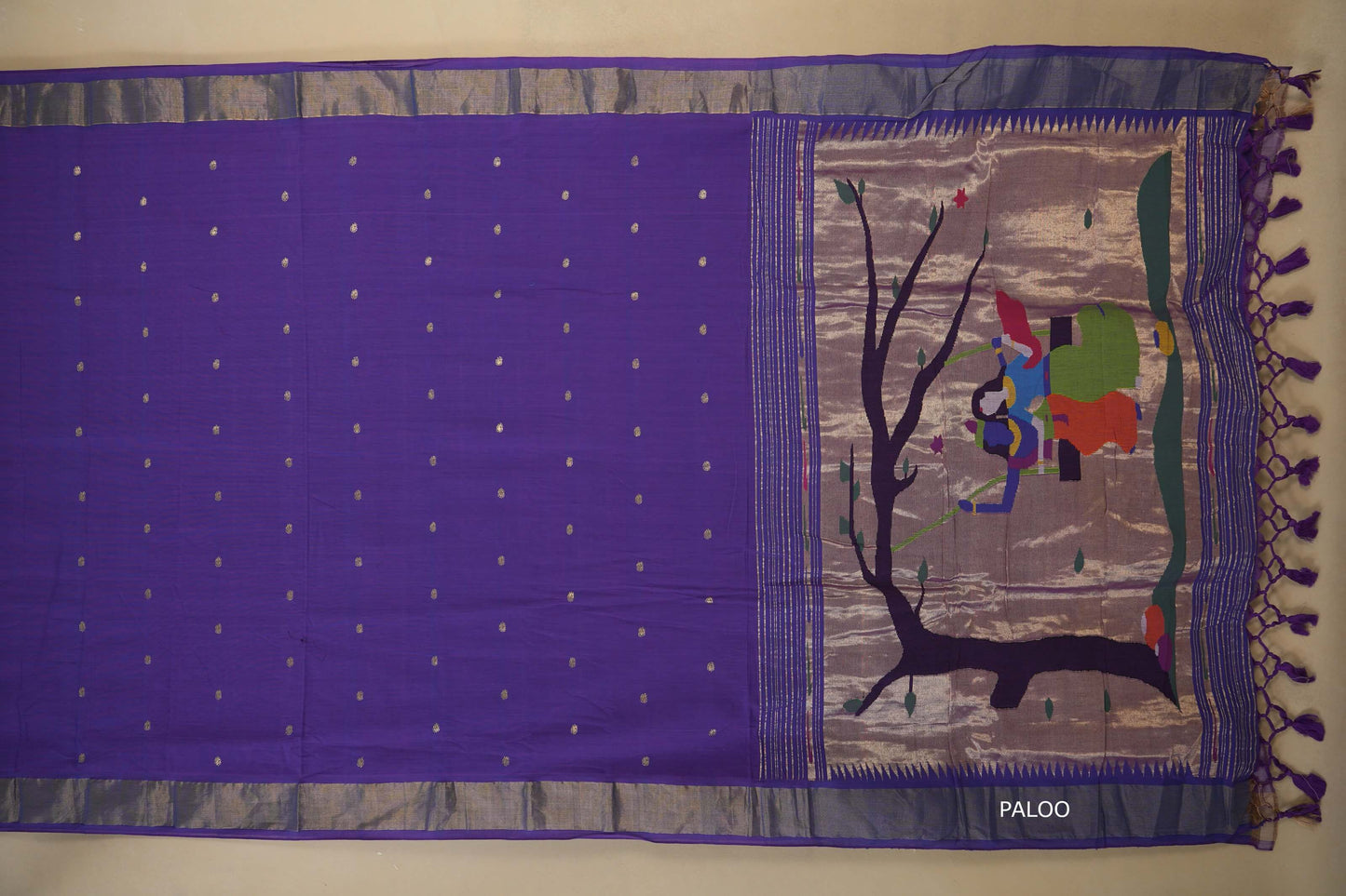Violet Paithani Cotton Saree paloo
