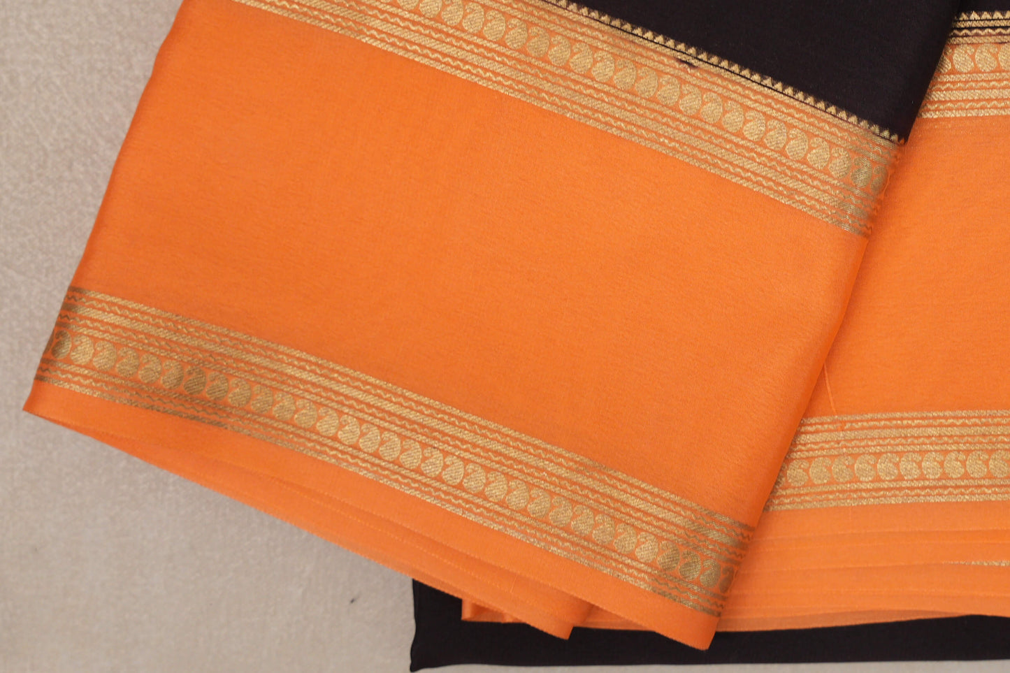 Dark Coffee Brown Mysore Silk Saree rettai pettu border