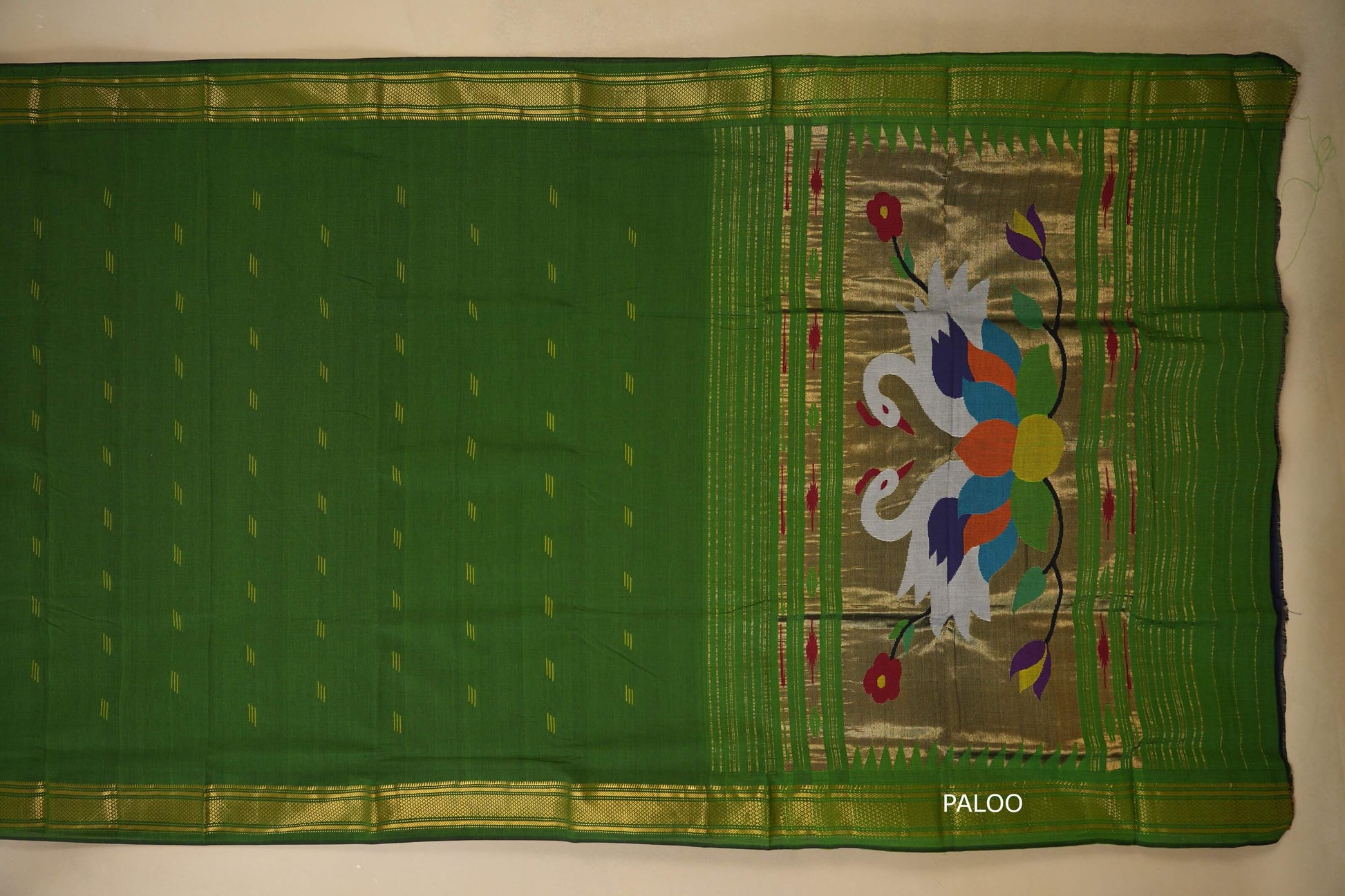 Green Paithani Cotton Saree paloo