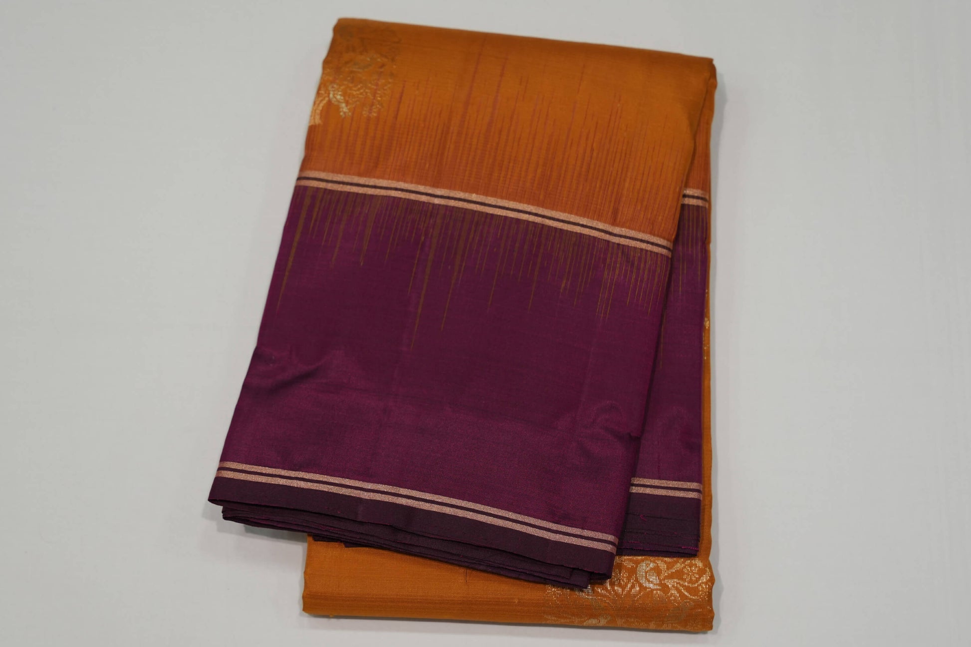 Golden mustard light weight kanchipuram silk saree