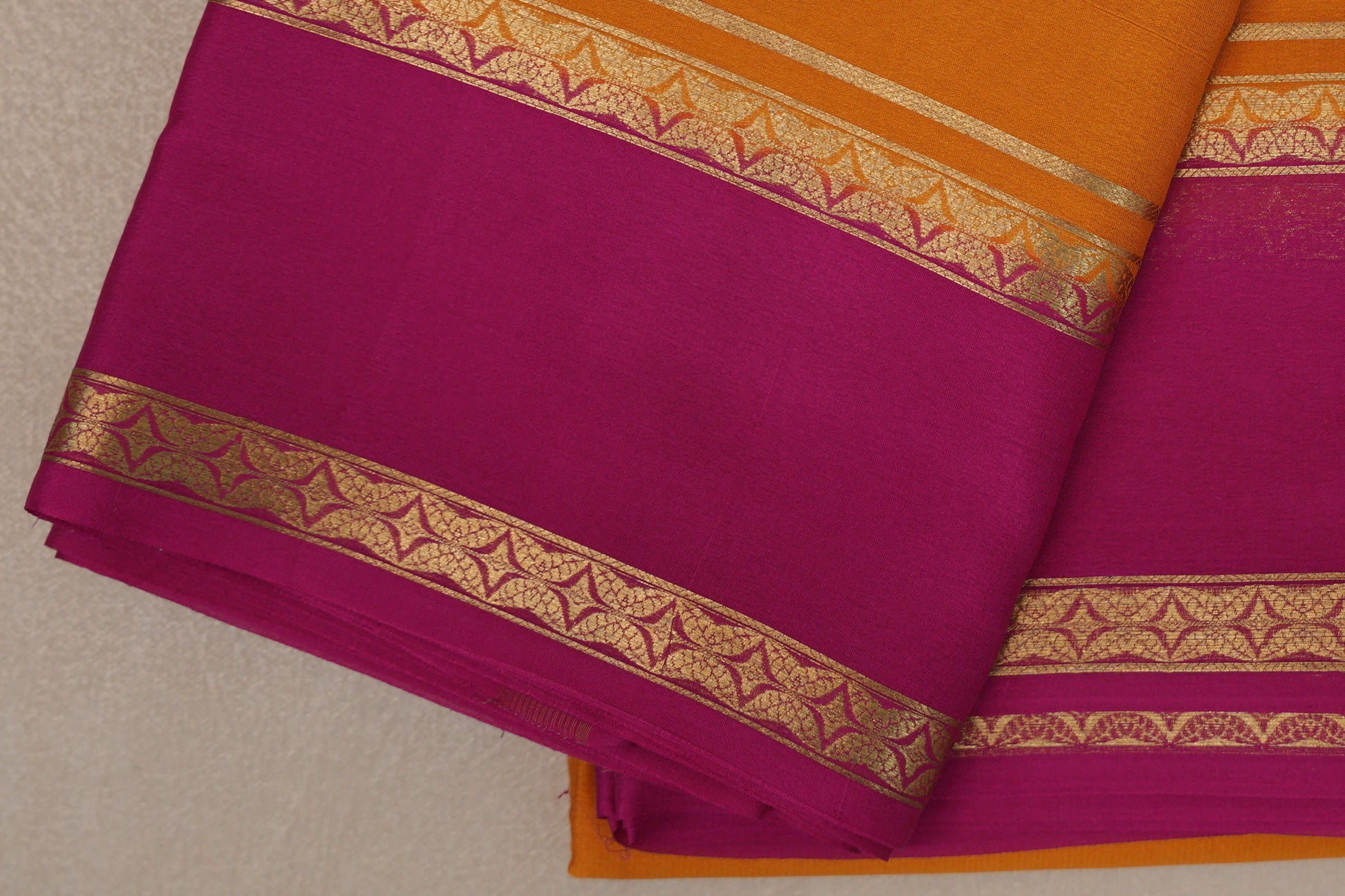 Mango Yellow Mysore Silk Saree rettai pettu border