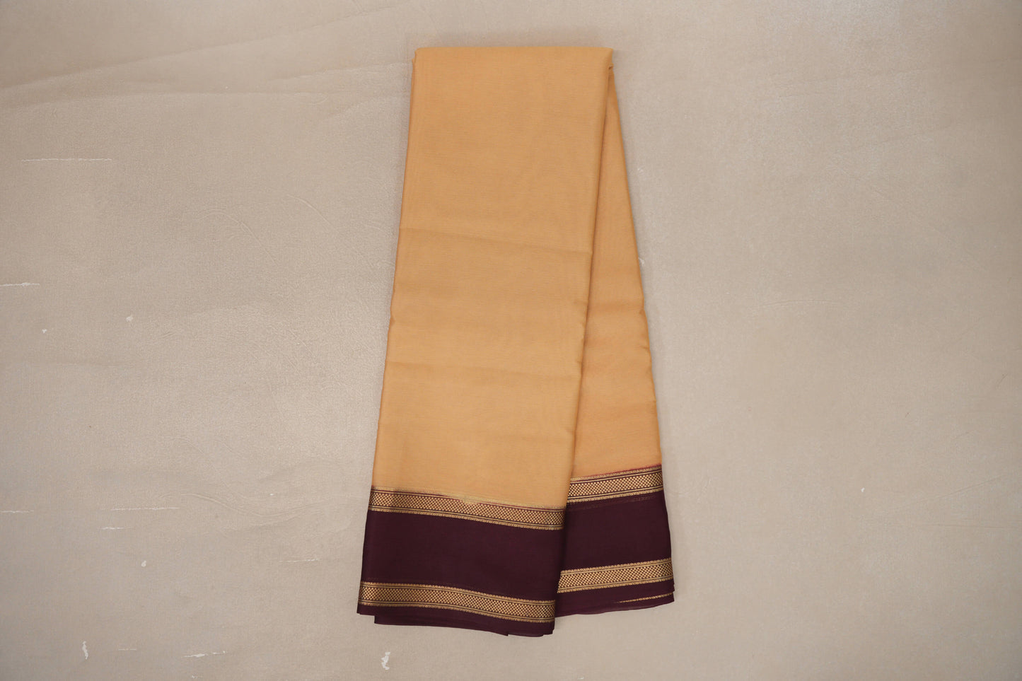 Online Golden Beige with Deep Maroon Borders Mysore Silk Saree