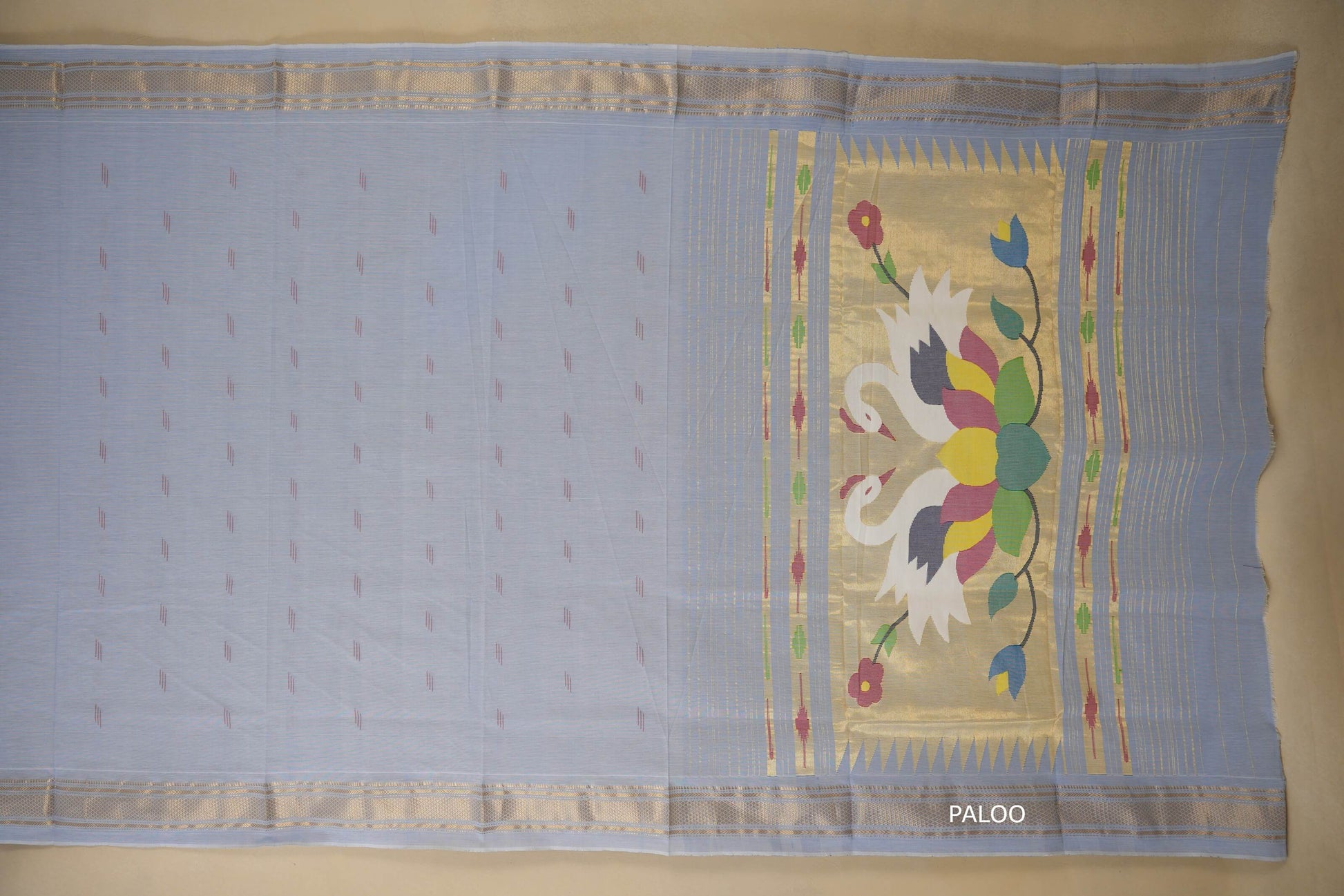 Lavender Paithani Cotton Saree paloo