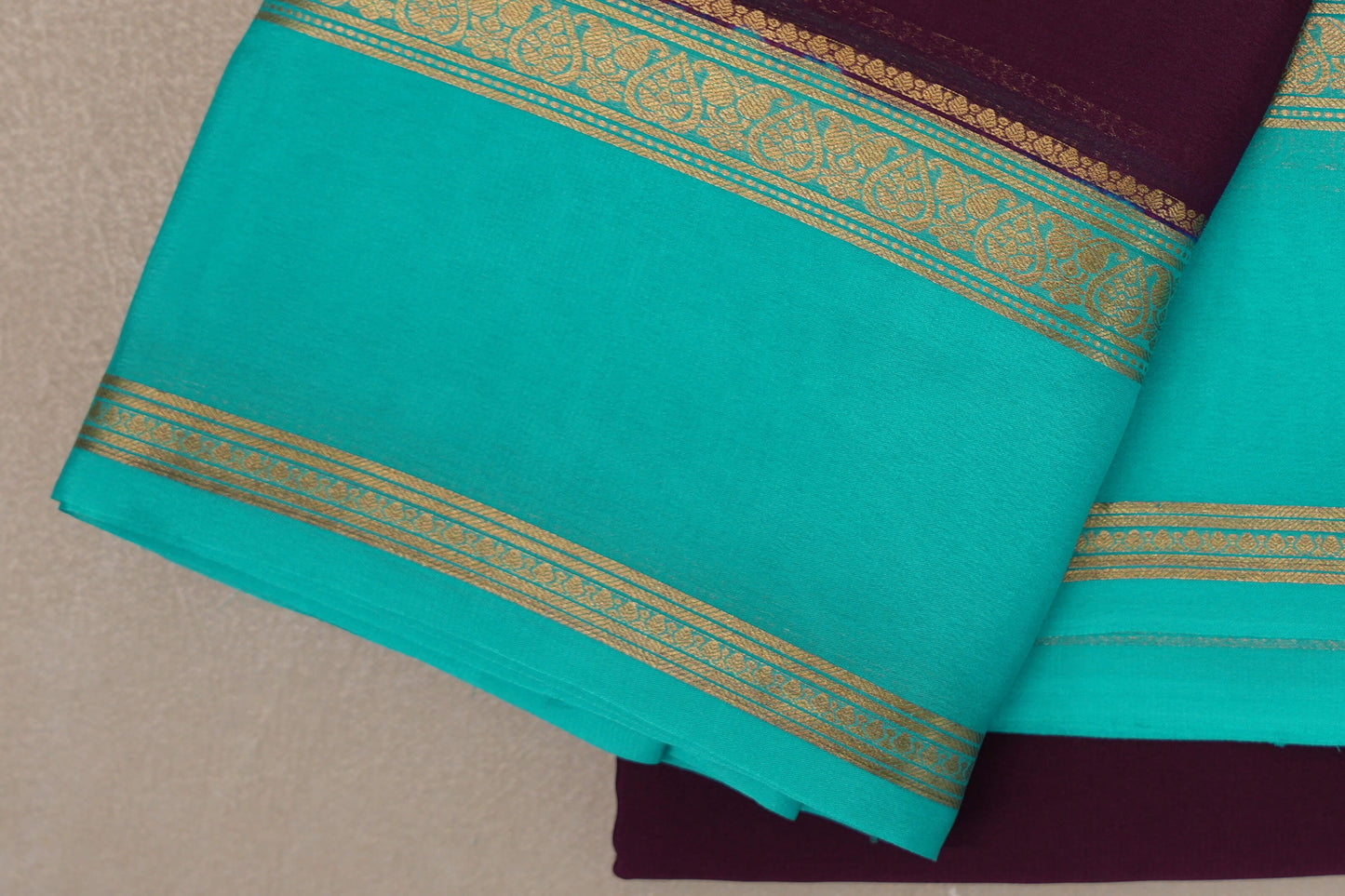 Dark Purple Mysore Silk Saree rettai pettu border