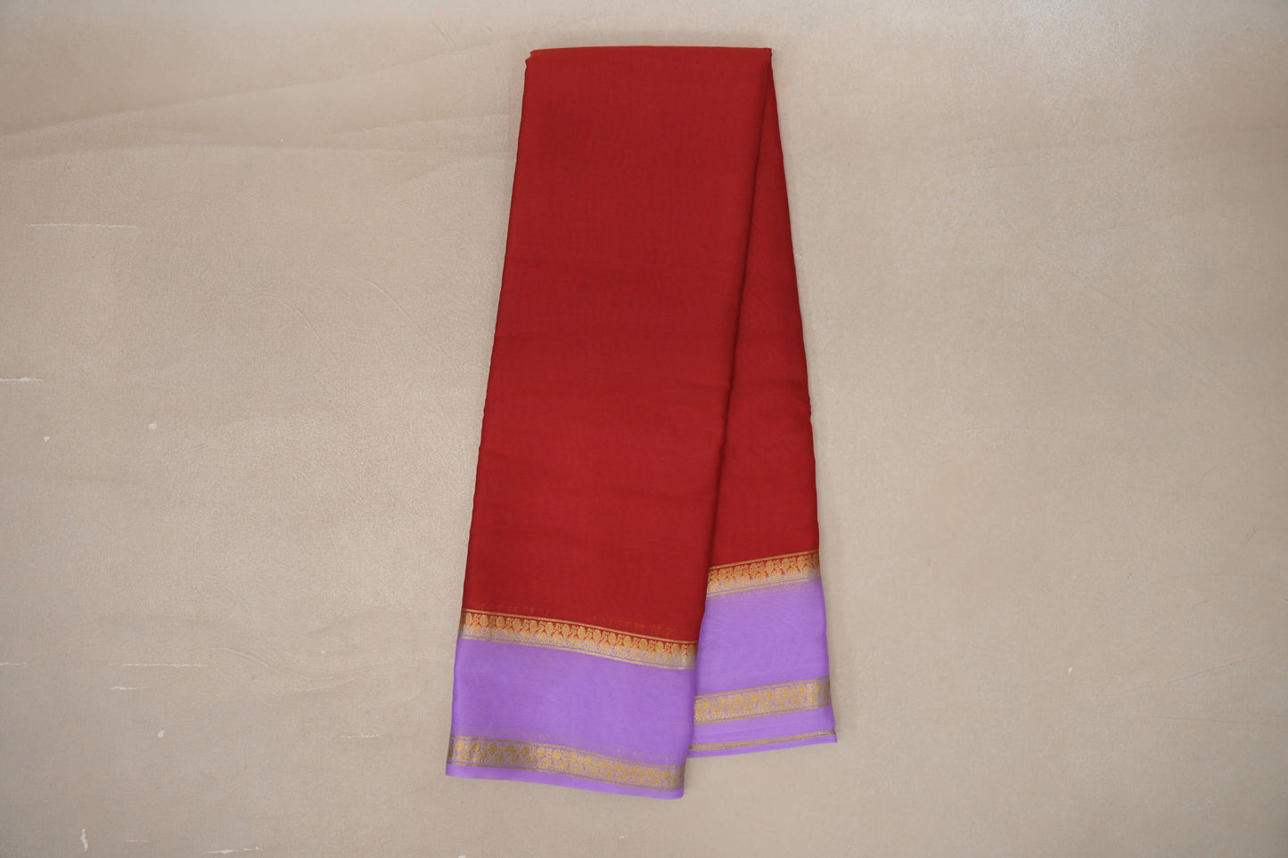 Online Red with Lavender Borders Mysore Silk Saree