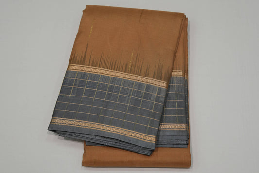 Biscuit color light weight kanchipuram silk saree