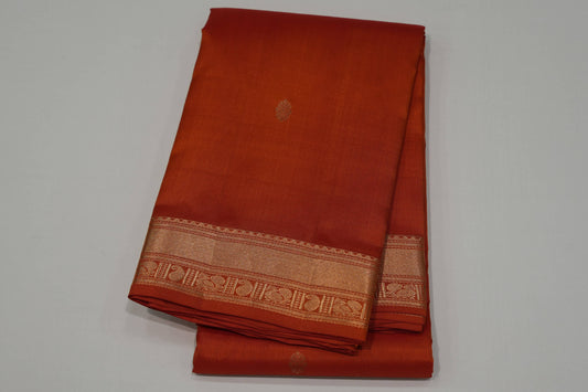 Rust orange light weight kanchipuram silk saree