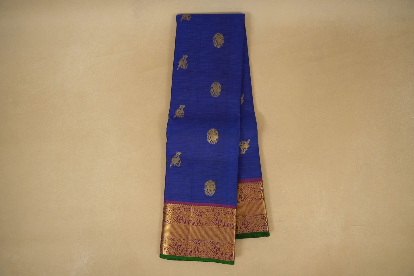 Blue with Magenta Borders Vintage Kanjivaram Silk Saree Online