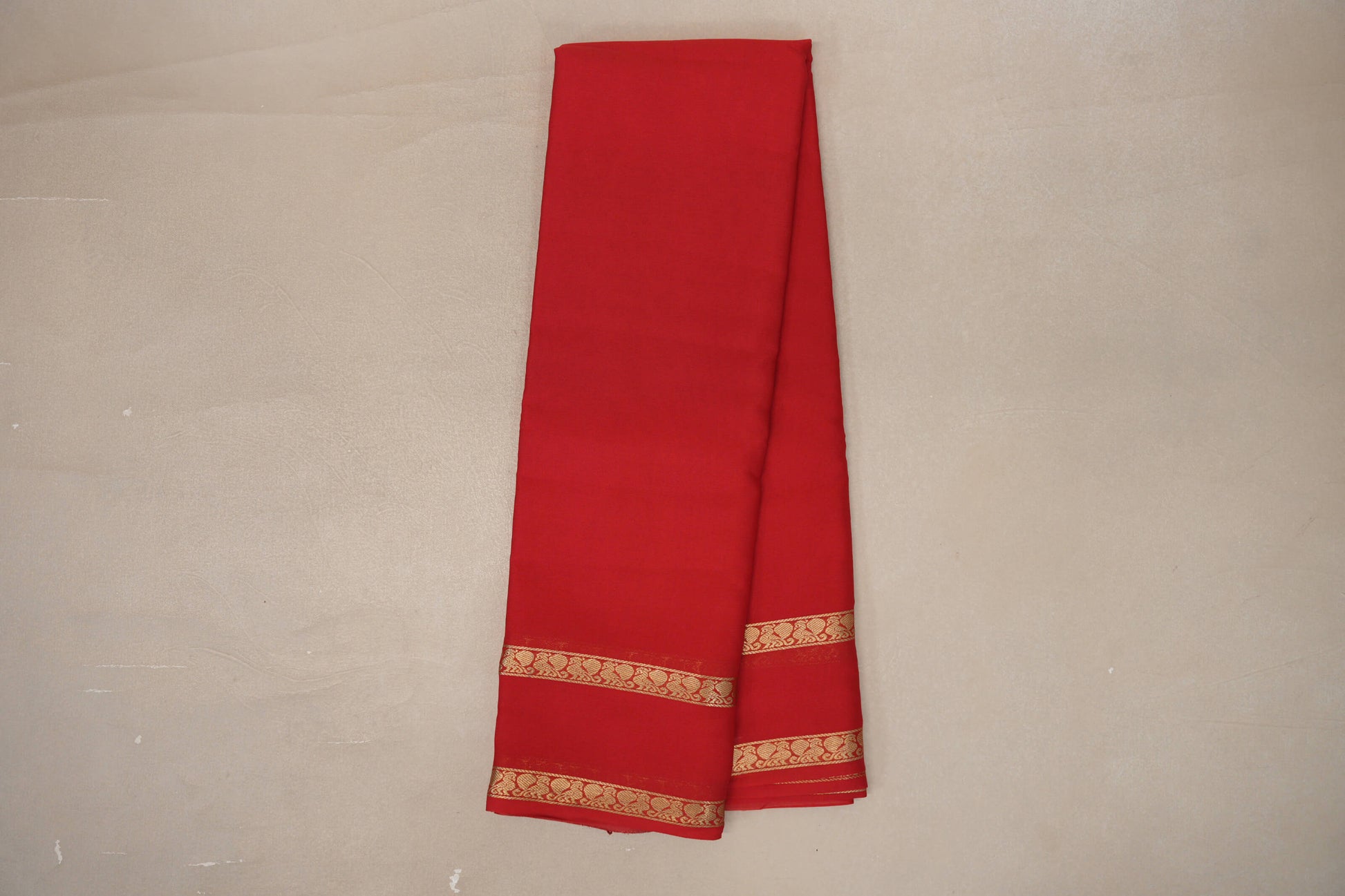 Online Bright Red with Self Borders Mysore Silk Saree