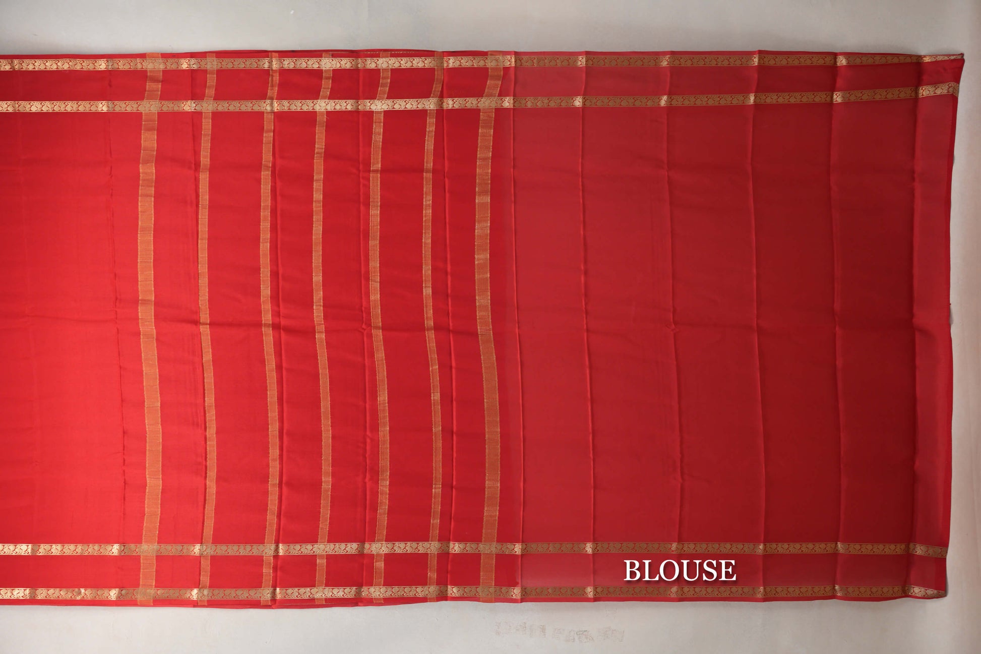 Bright Red with Self Borders Mysore Silk Saree blouse