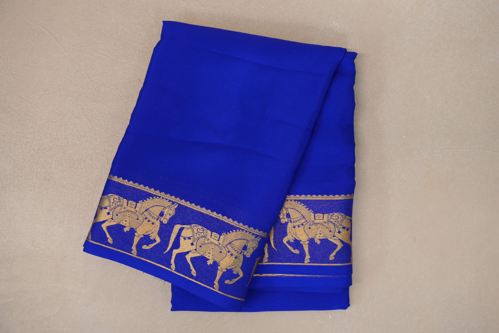 Royal Blue with Self Borders Mysore Silk Saree