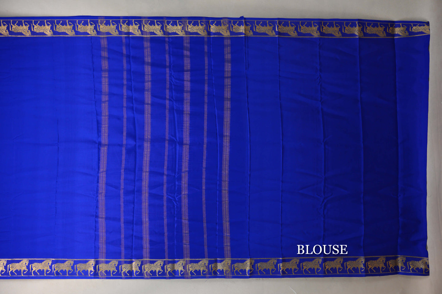 Royal Blue with Self Borders Mysore Silk Saree blouse