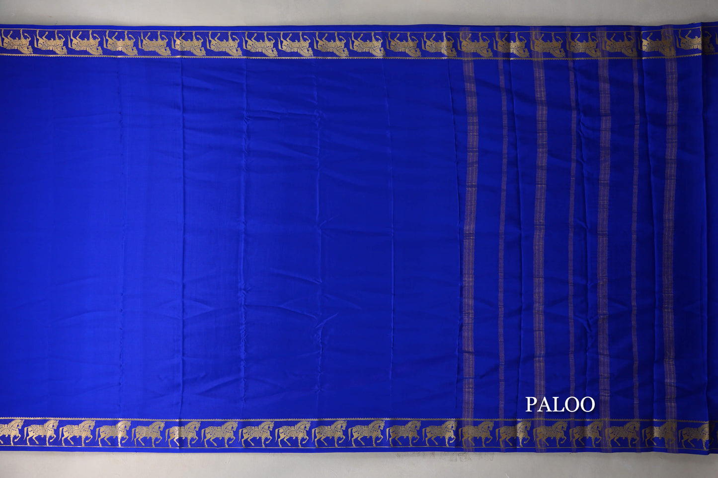Royal Blue with Self Borders Mysore Silk Saree paloo