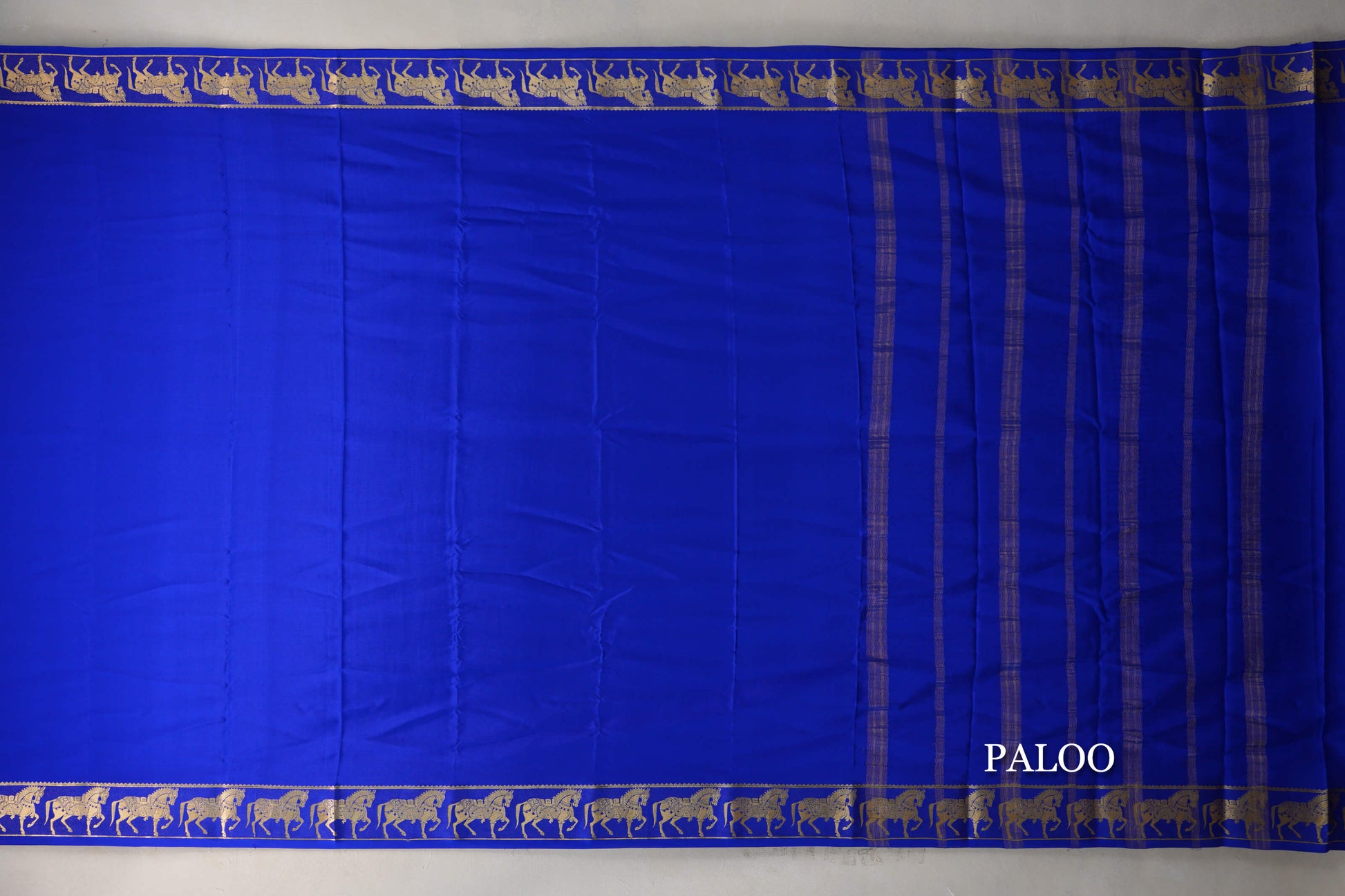 Royal Blue with Self Borders Mysore Silk Saree paloo