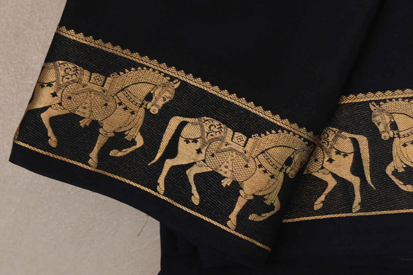 Black Mysore Silk Saree self border