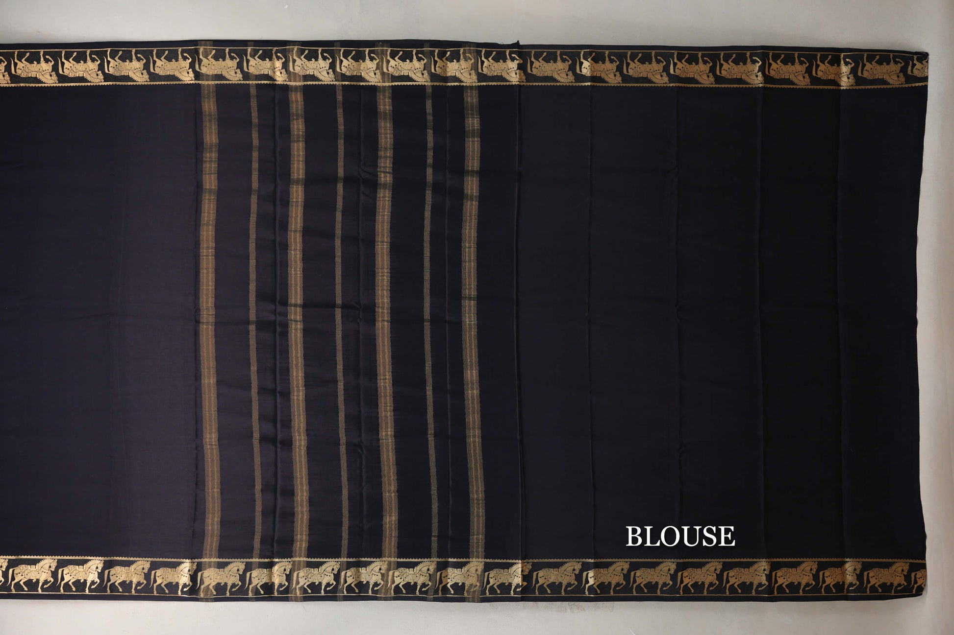 Black with Self Borders Mysore Silk Saree blouse