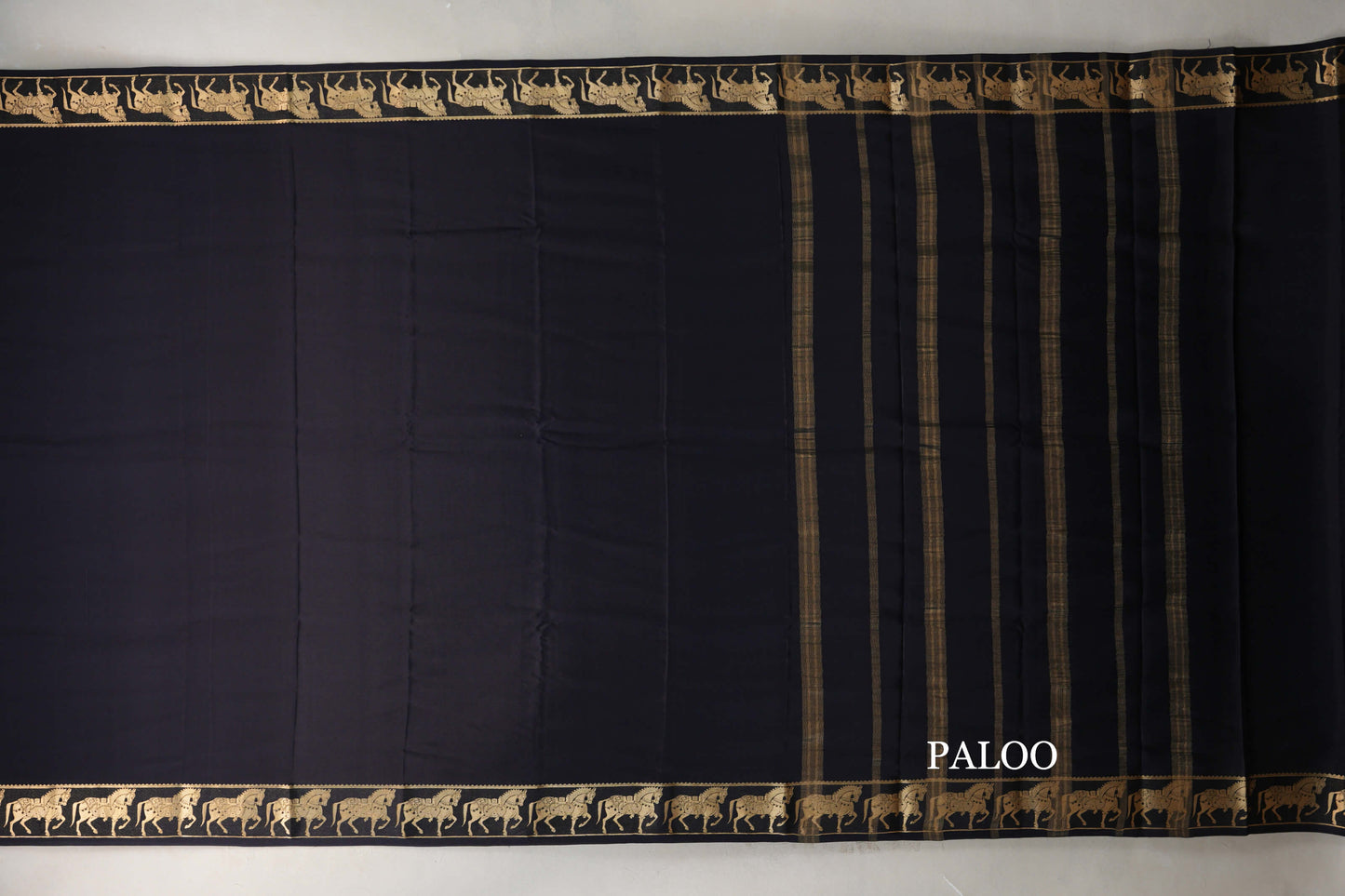Black with Self Borders Mysore Silk Saree paloo