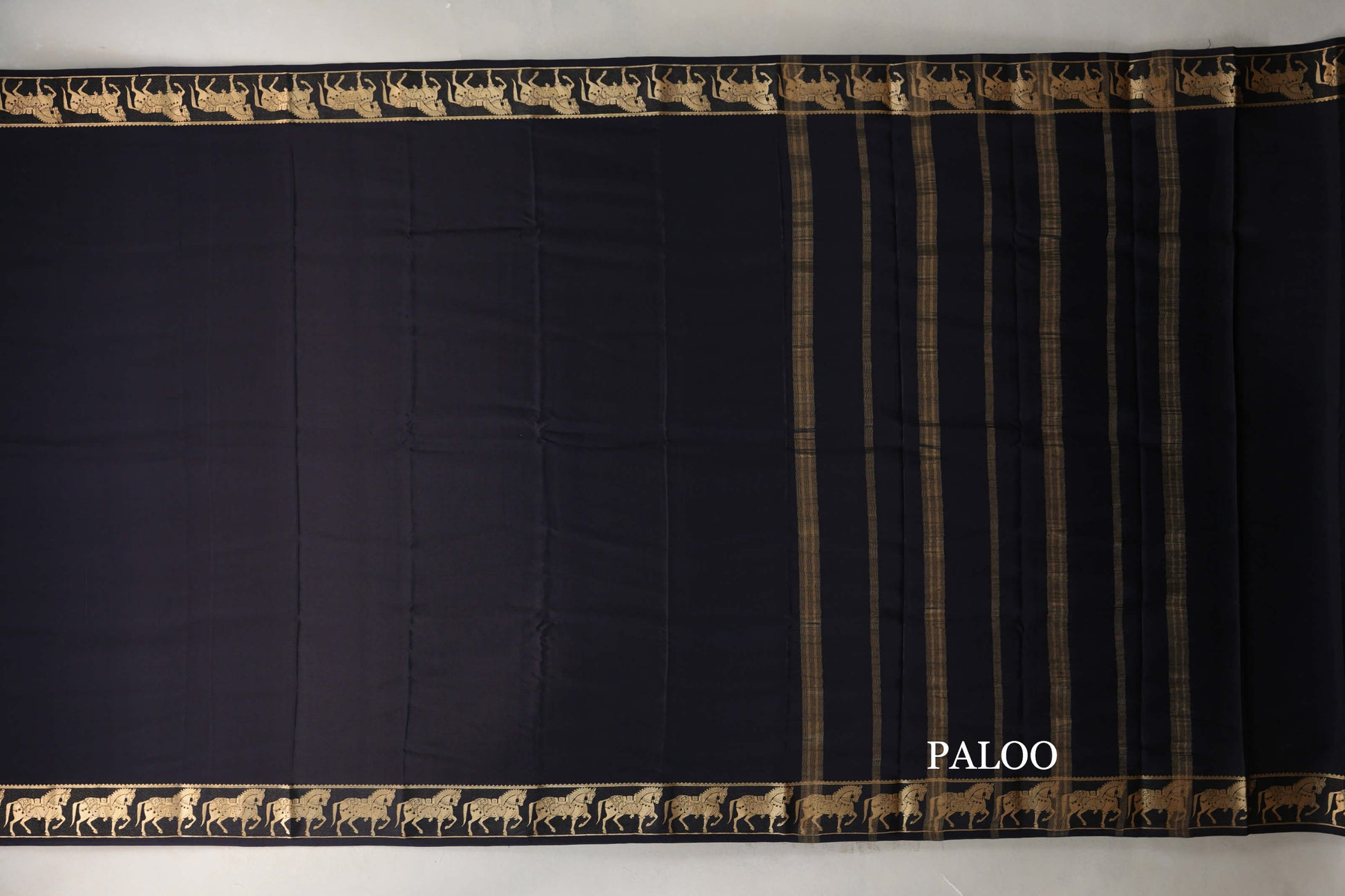 Black with Self Borders Mysore Silk Saree paloo