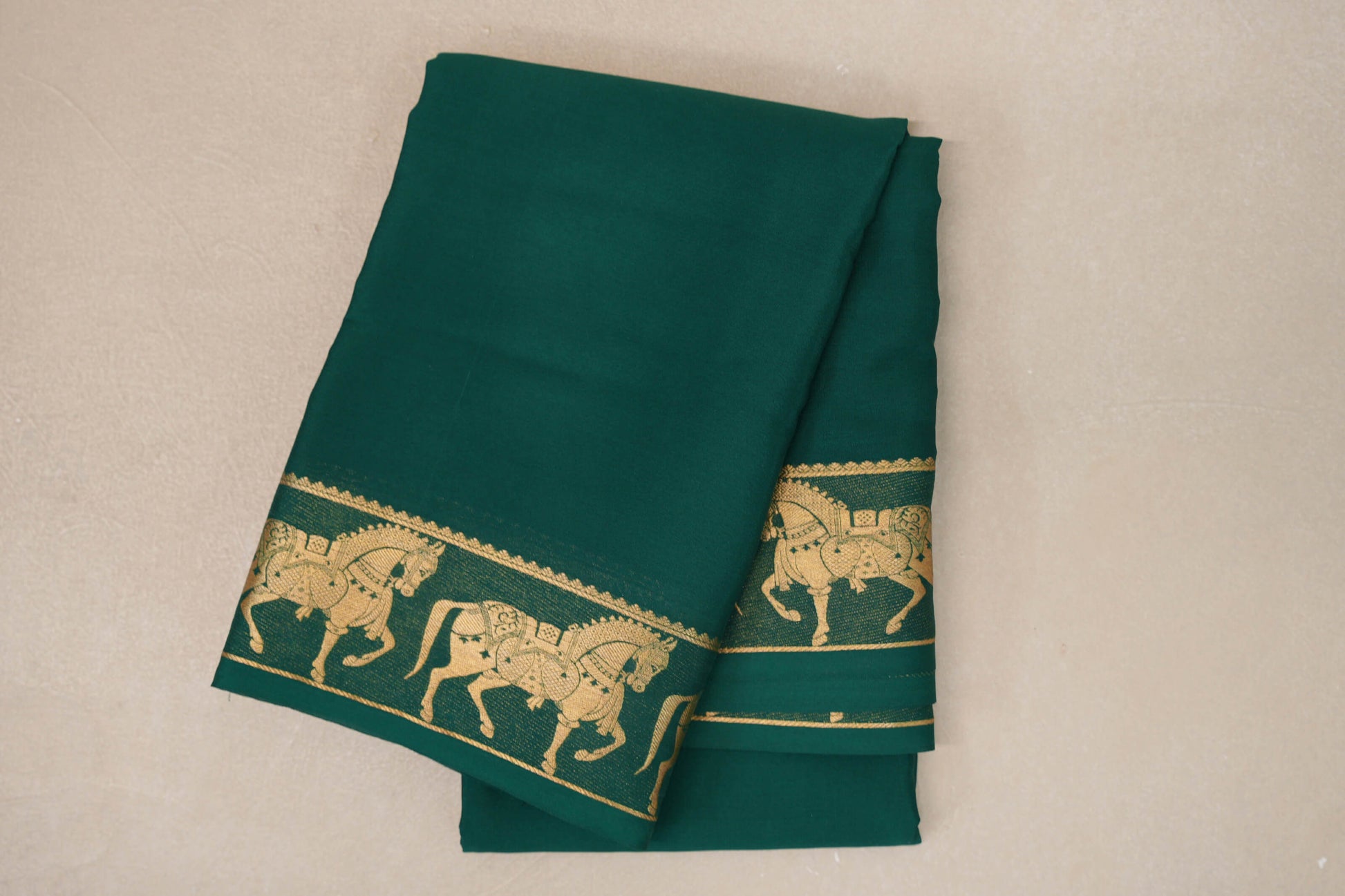Dark Green with Self Borders Mysore Silk Saree