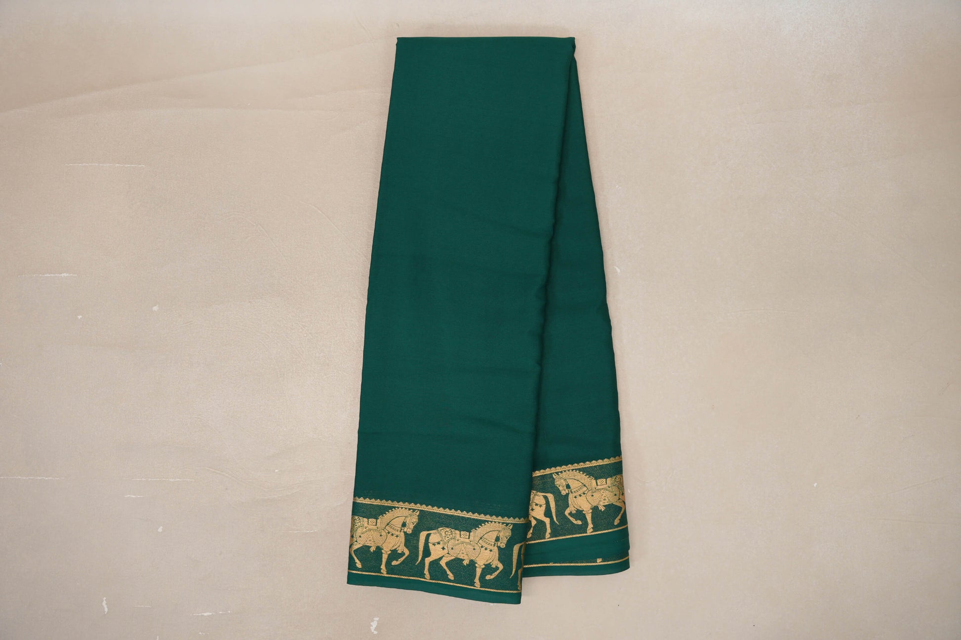 Online Dark Green with Self Borders Mysore Silk Saree