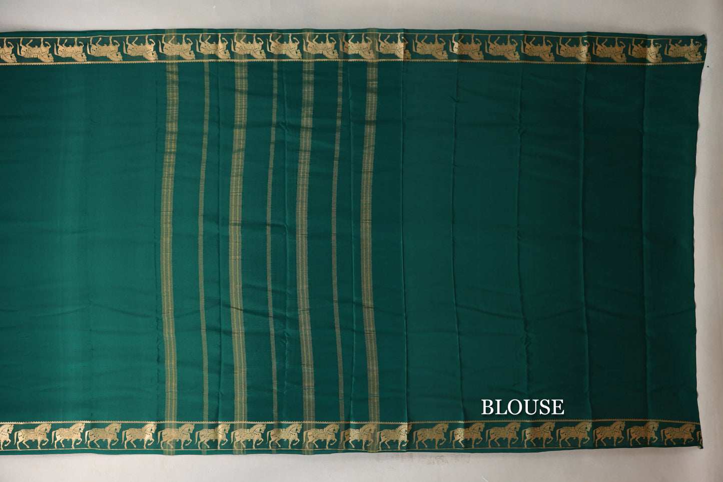 Dark Green with Self Borders Mysore Silk Saree blouse