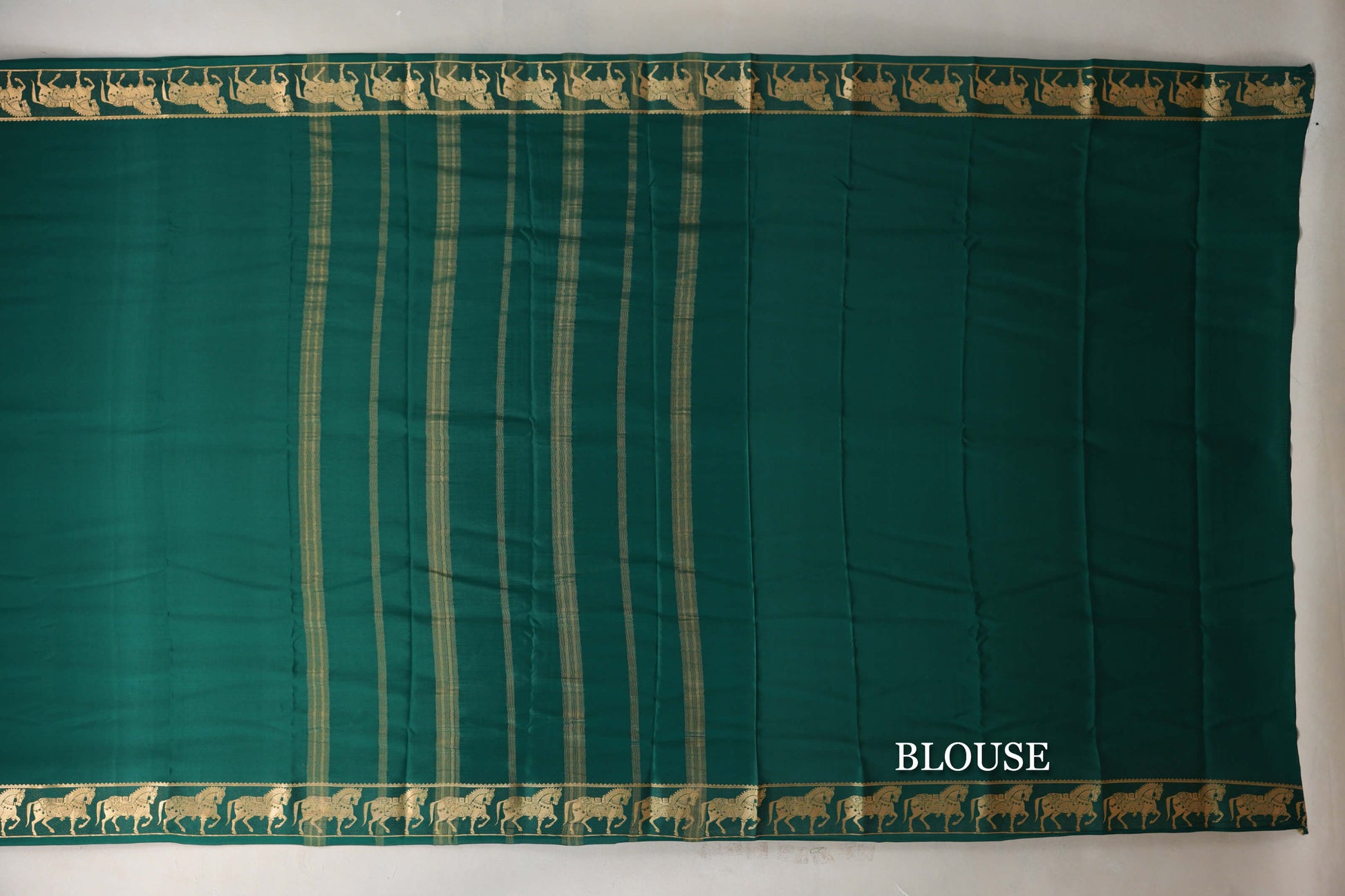 Dark Green with Self Borders Mysore Silk Saree blouse