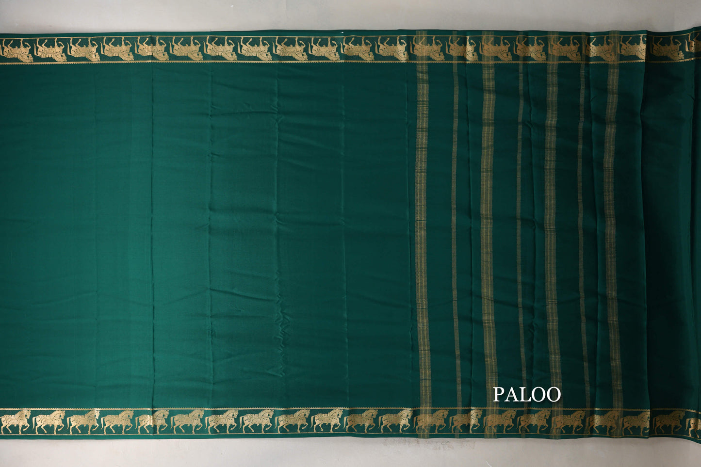 Dark Green with Self Borders Mysore Silk Saree paloo