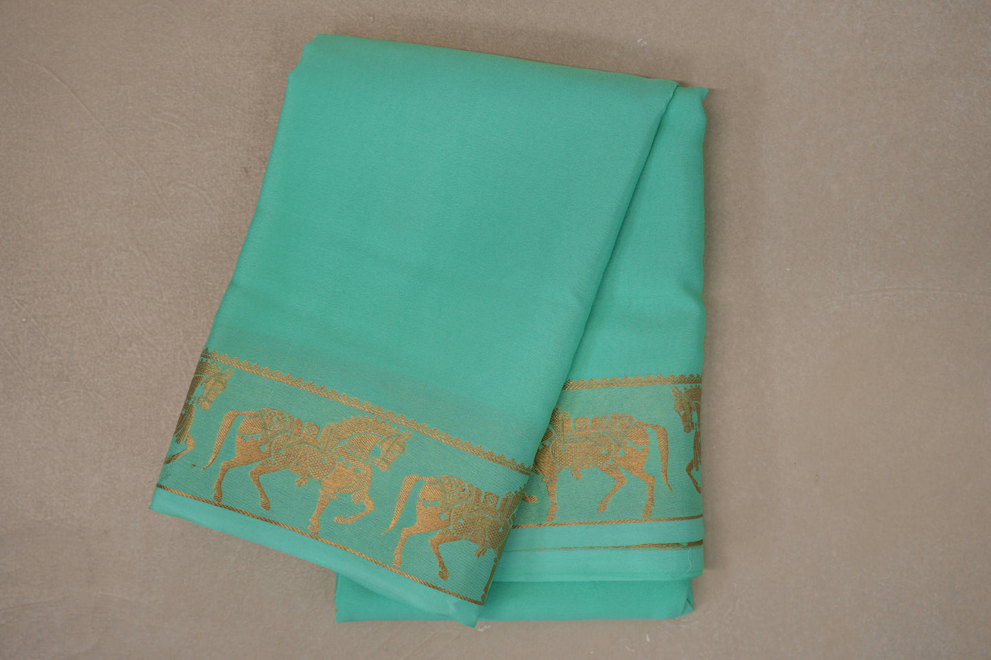 Pastel Mint Green with Self Borders Mysore Silk Saree