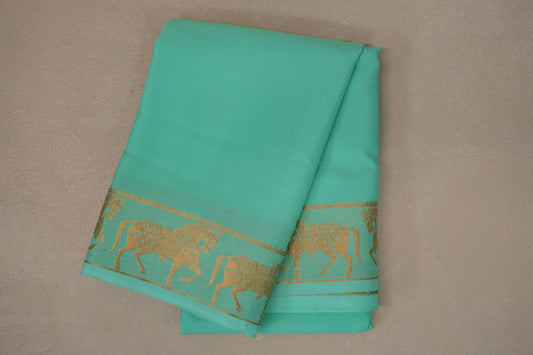 Pastel Mint Green with Self Borders Mysore Silk Saree