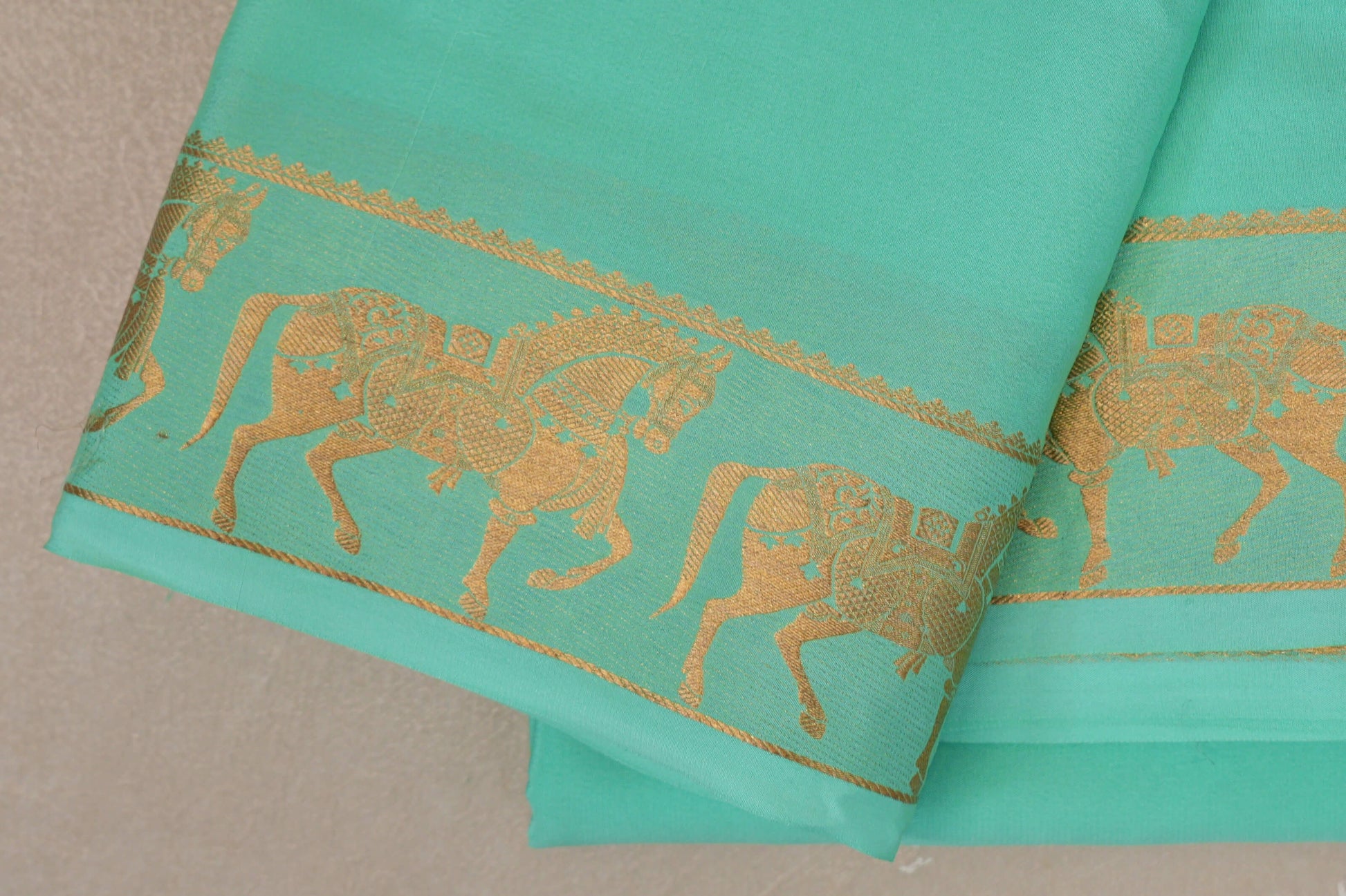Pastel Mint Green Mysore Silk Saree self border