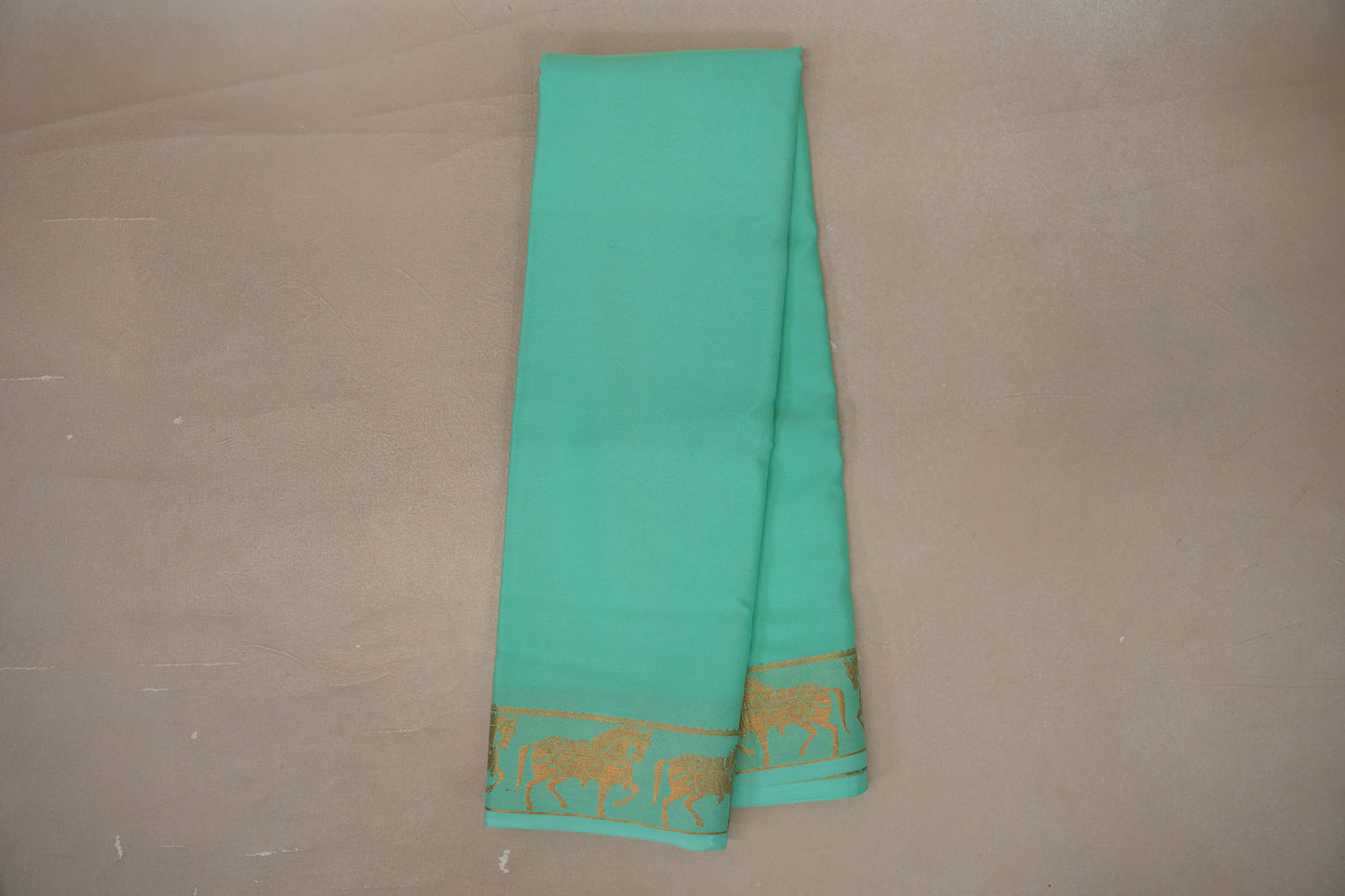 Online Pastel Mint Green with Self Borders Mysore Silk Saree