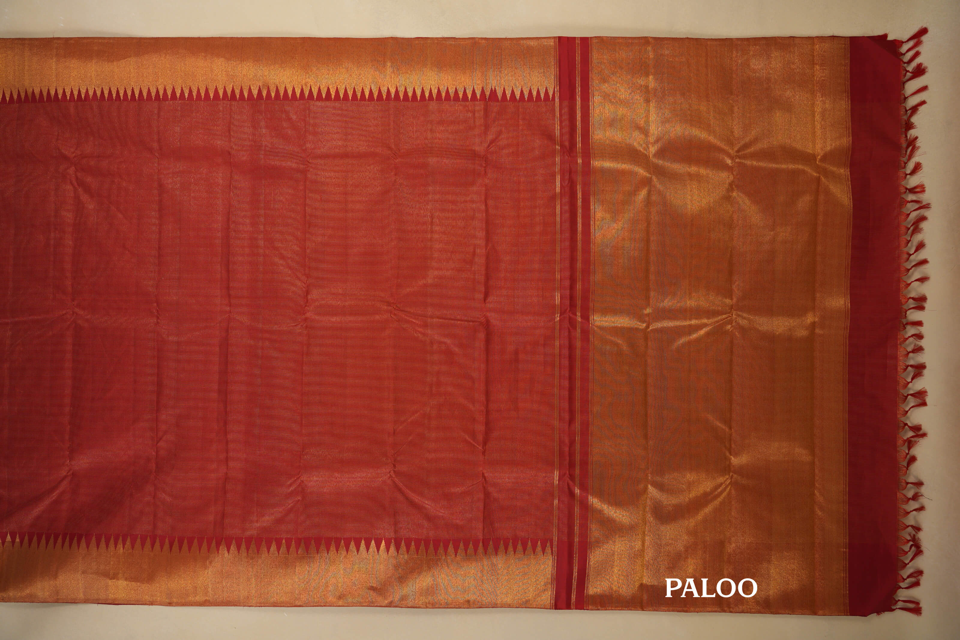 Maroon Vintage Kanjivaram Silk Saree  Paloo