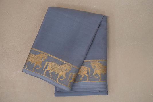 Bluish Grey with Self Borders Mysore Silk Saree