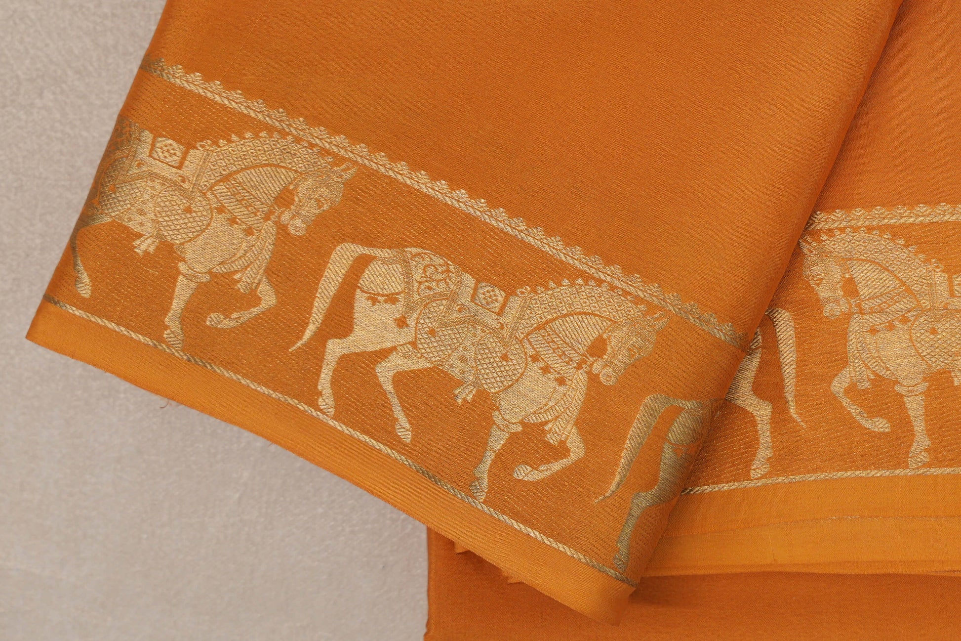 Mango Orange Mysore Silk Saree self border