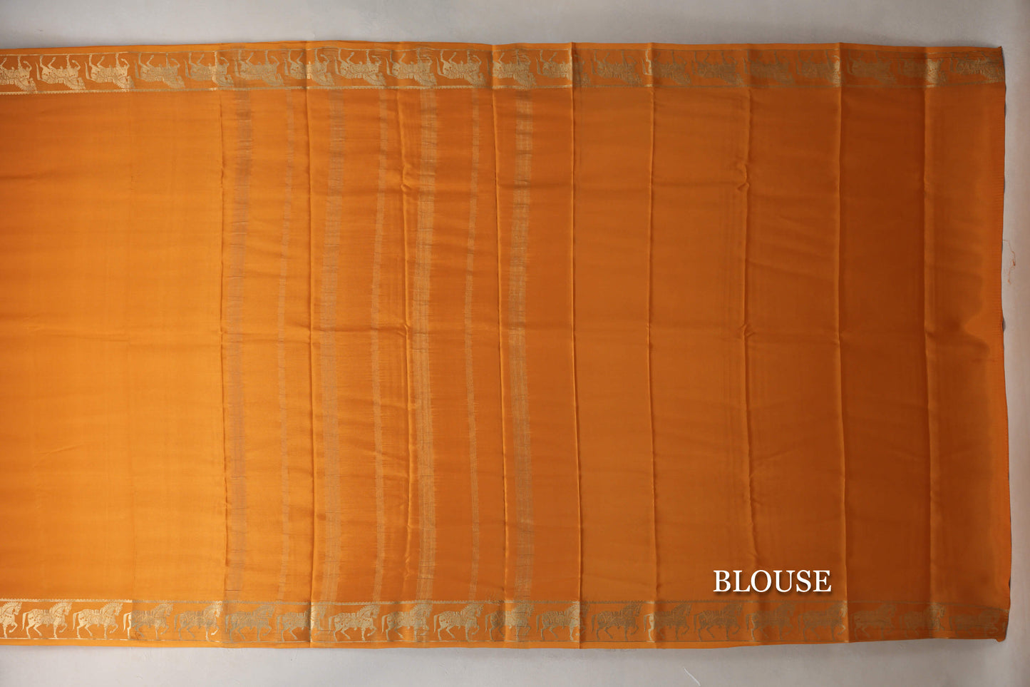 Mango Orange with Self Borders Mysore Silk Saree blouse