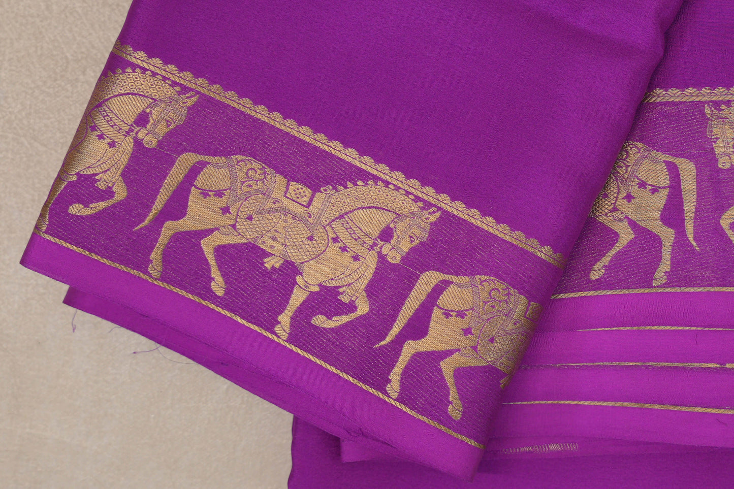 Magenta Purple Mysore Silk Saree self border