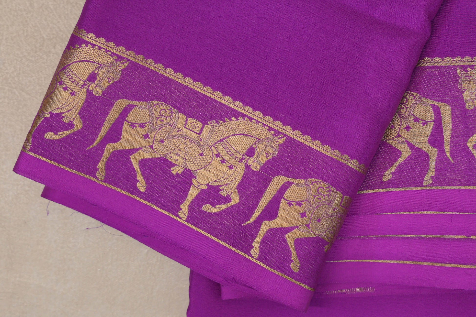 Magenta Purple Mysore Silk Saree self border