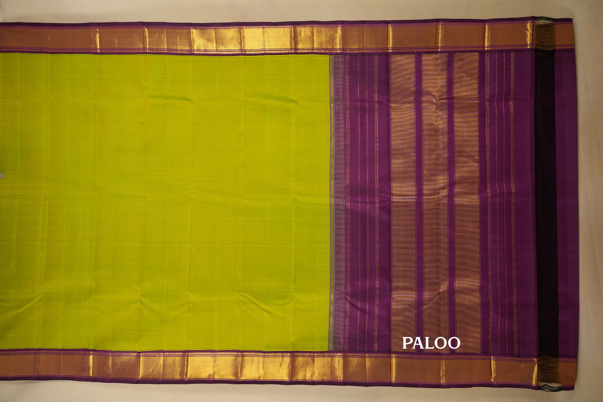 Fluorescent Green Vintage Kanjivaram Silk Saree Paloo