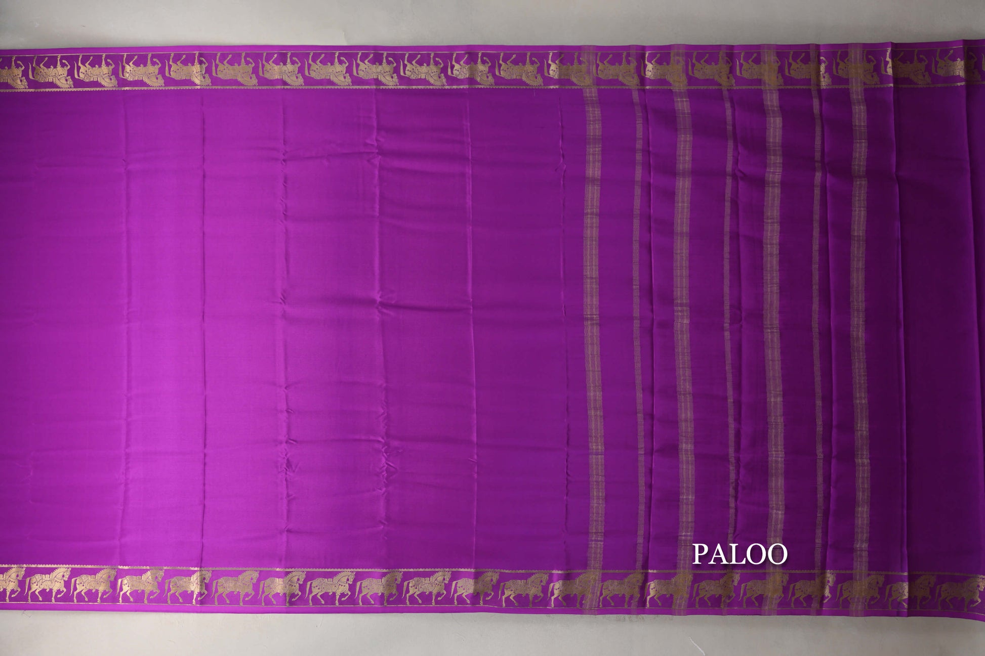 Magenta Purple with Self Borders Mysore Silk Saree paloo