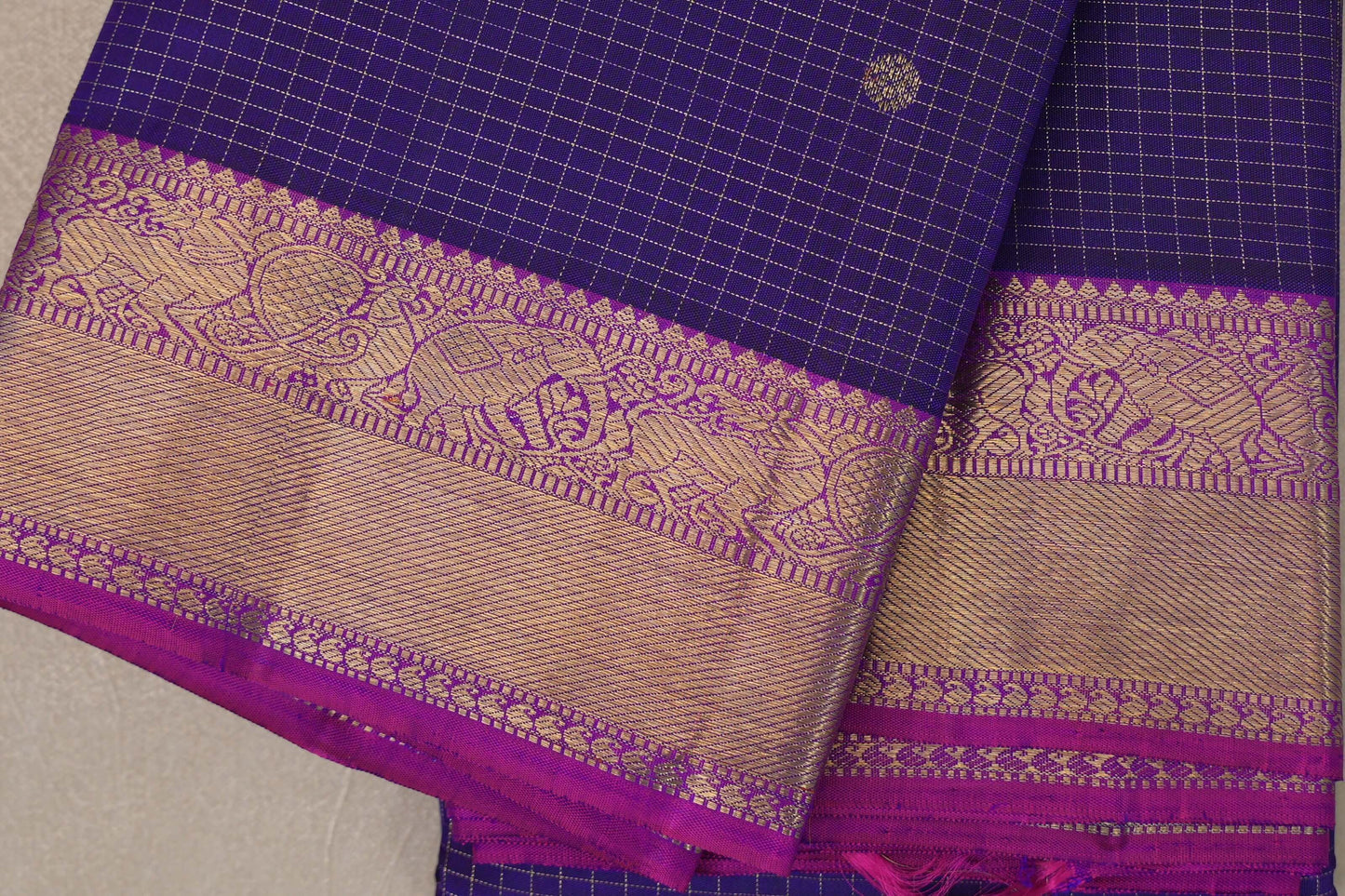 Indigo violet Vintage Heirloom Kanjivaram Silk Saree SS9473