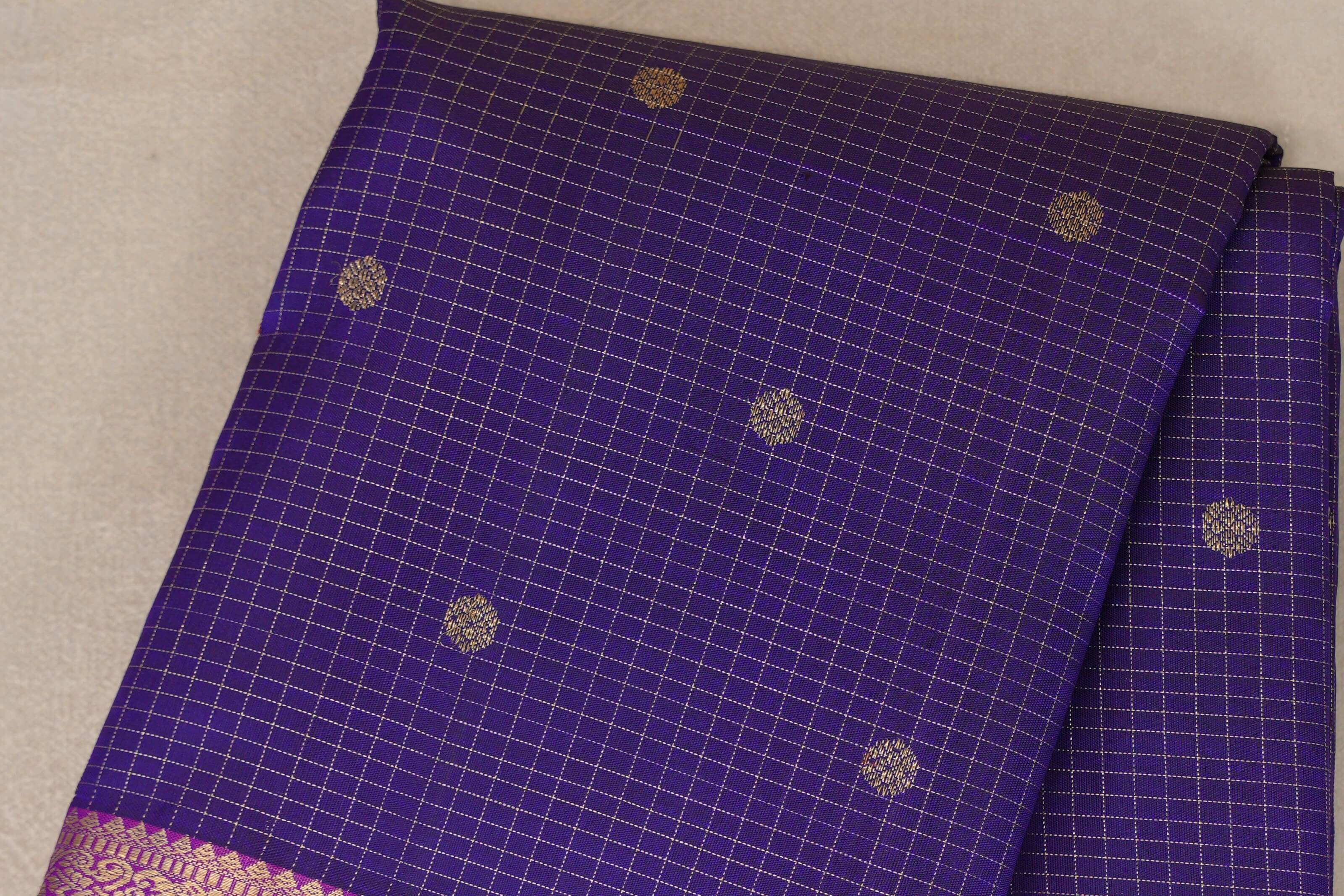 Indigo violet Vintage Heirloom Kanjivaram Silk Saree SS9473