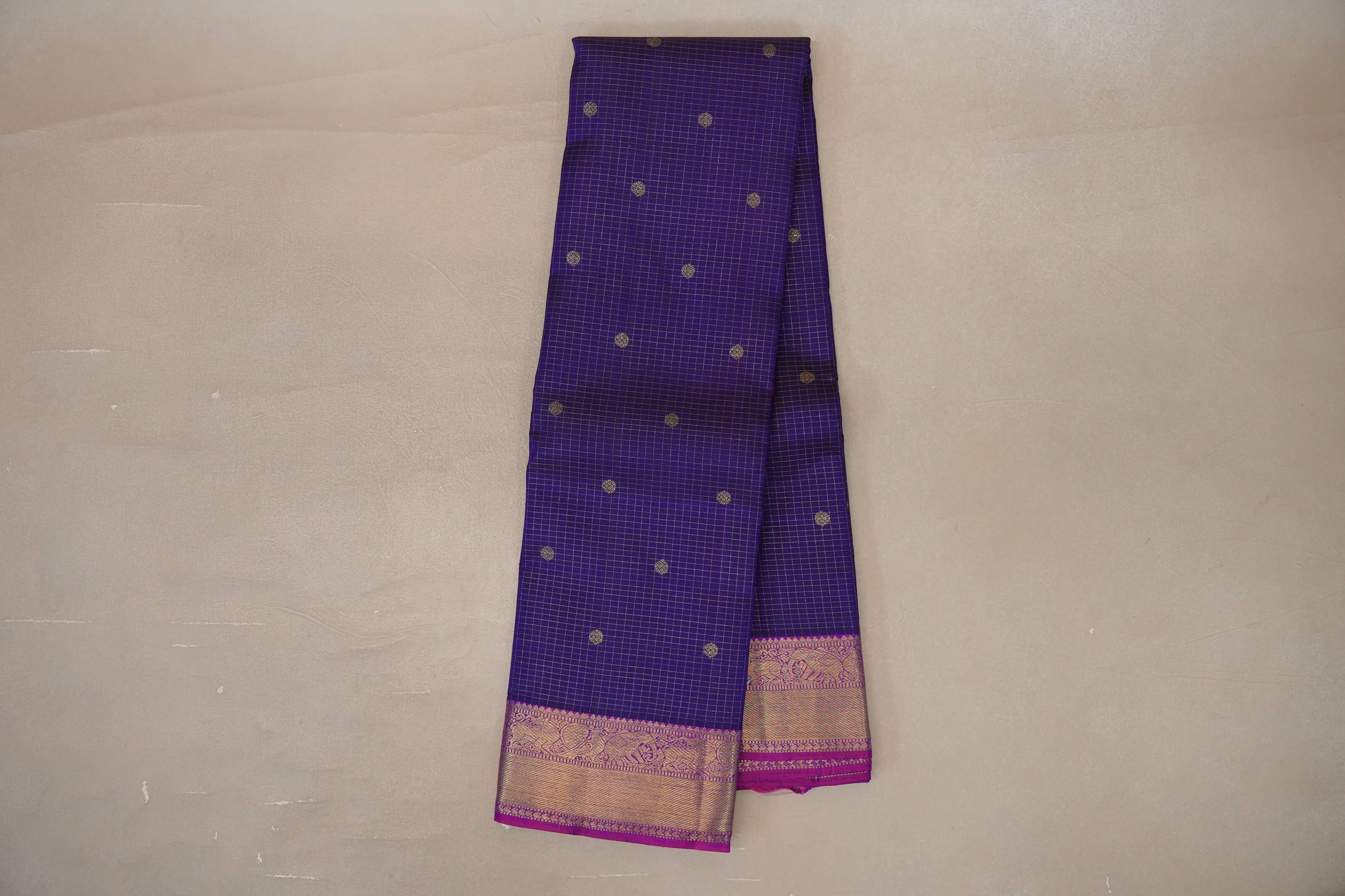 Indigo violet Vintage Heirloom Kanjivaram Silk Saree SS9473