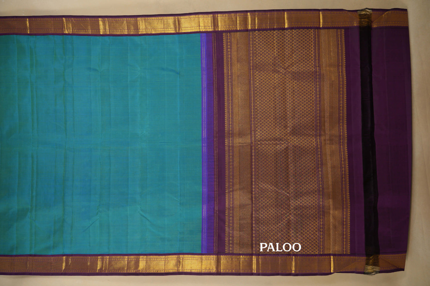 Peacock Green Vintage Kanjivaram Silk Saree  Paloo