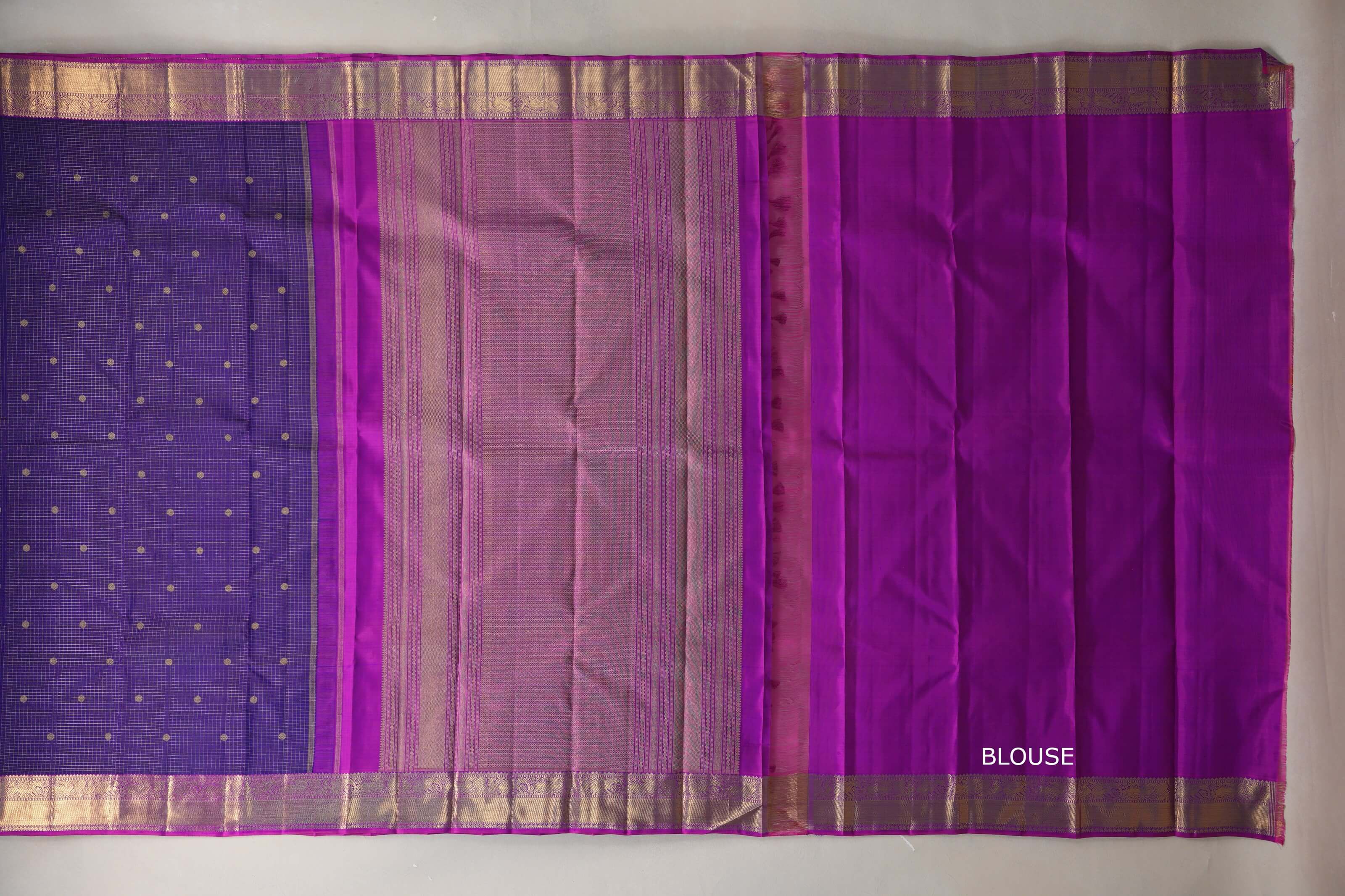 Indigo violet Vintage Heirloom Kanjivaram Silk Saree SS9473